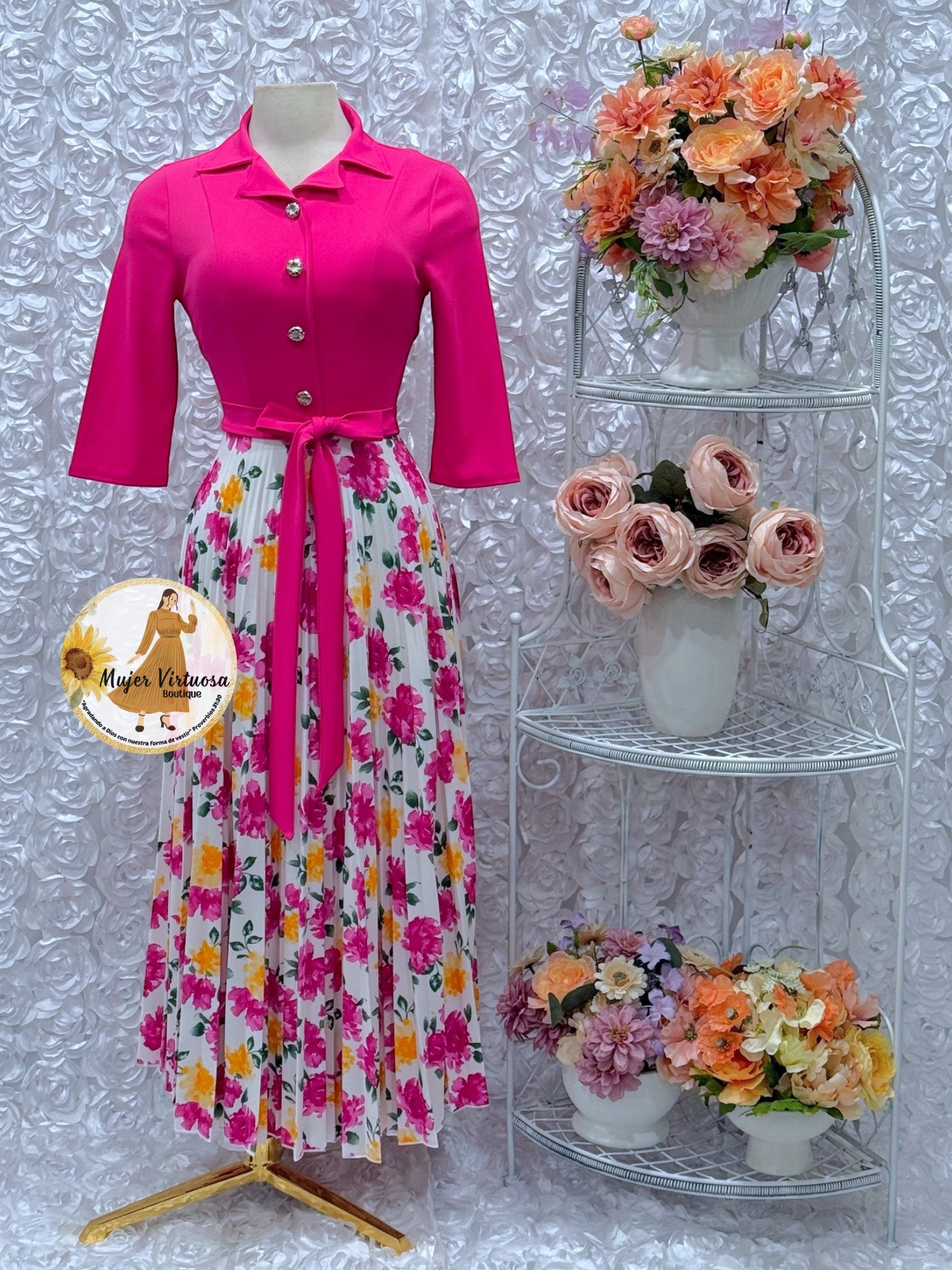 Eliza Fucsia/White Floral Dress