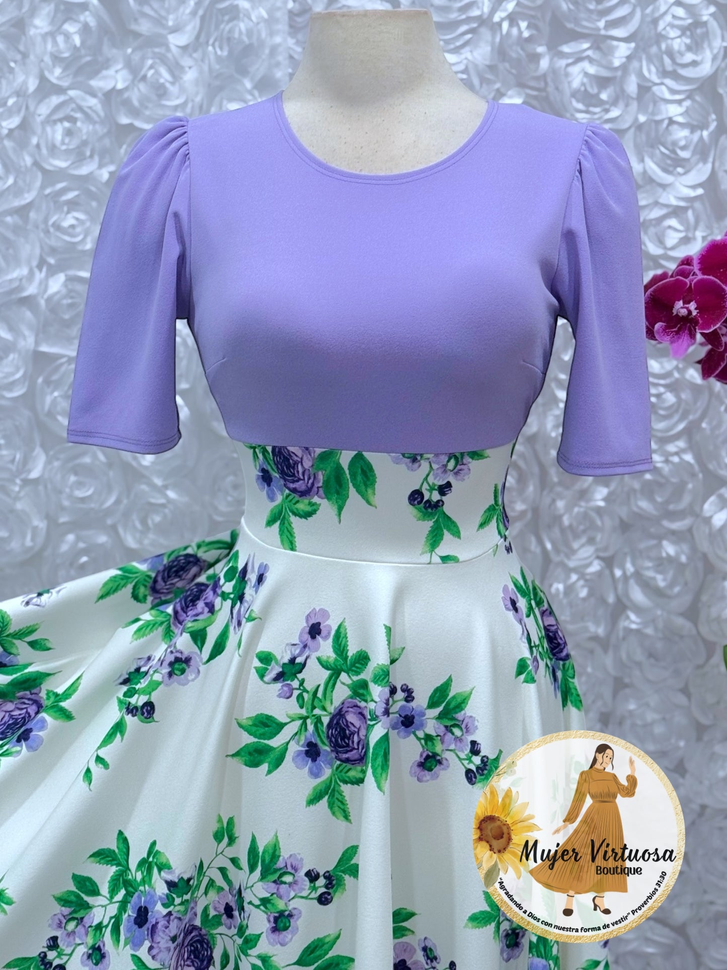 Eliana Lilac/White Floral Dress