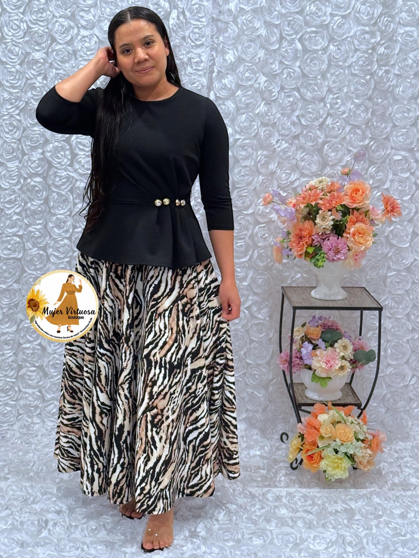 Betty Black/Animal Print Dress