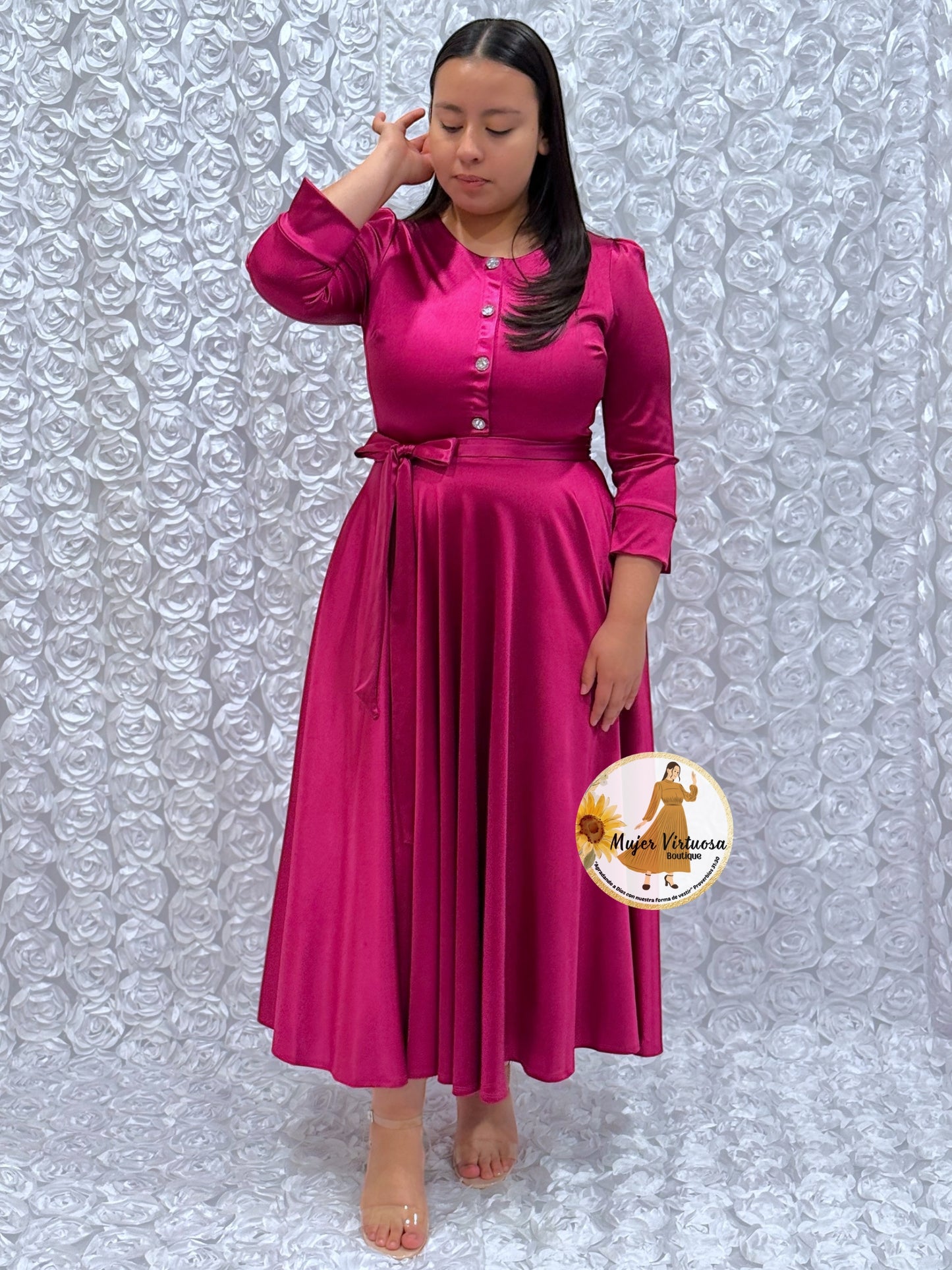 Magenta Satin Dress