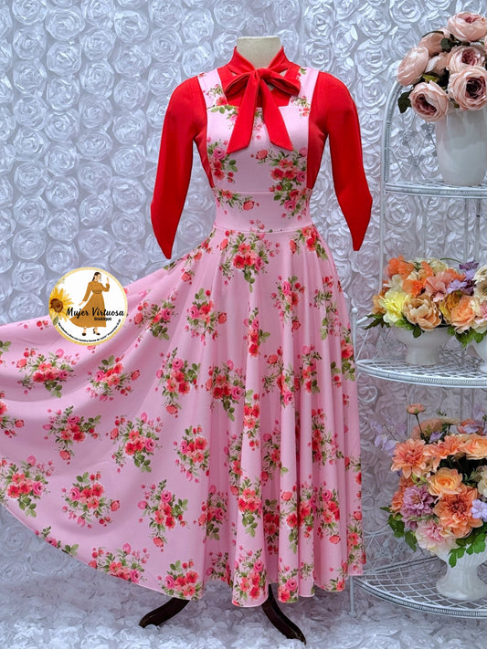 Angie Pink Floral Overall