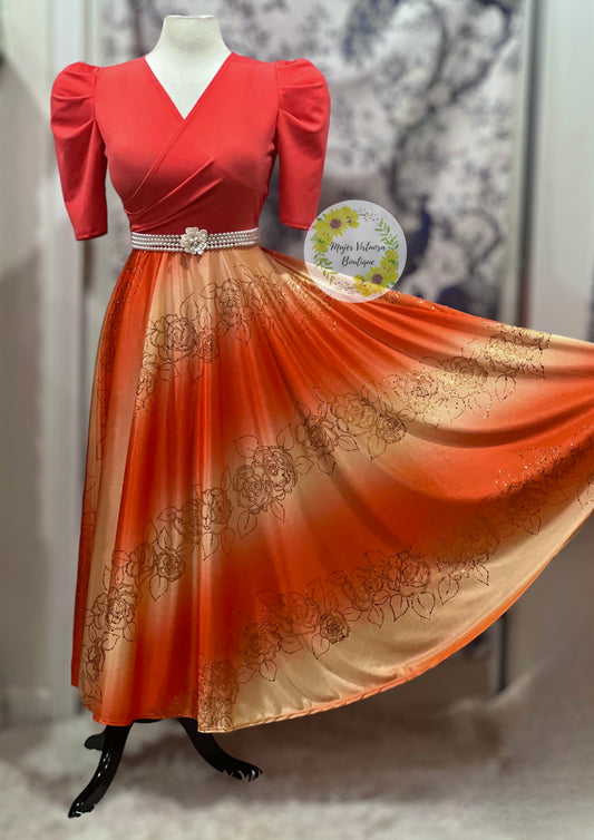 Susan Orange Satin Dress