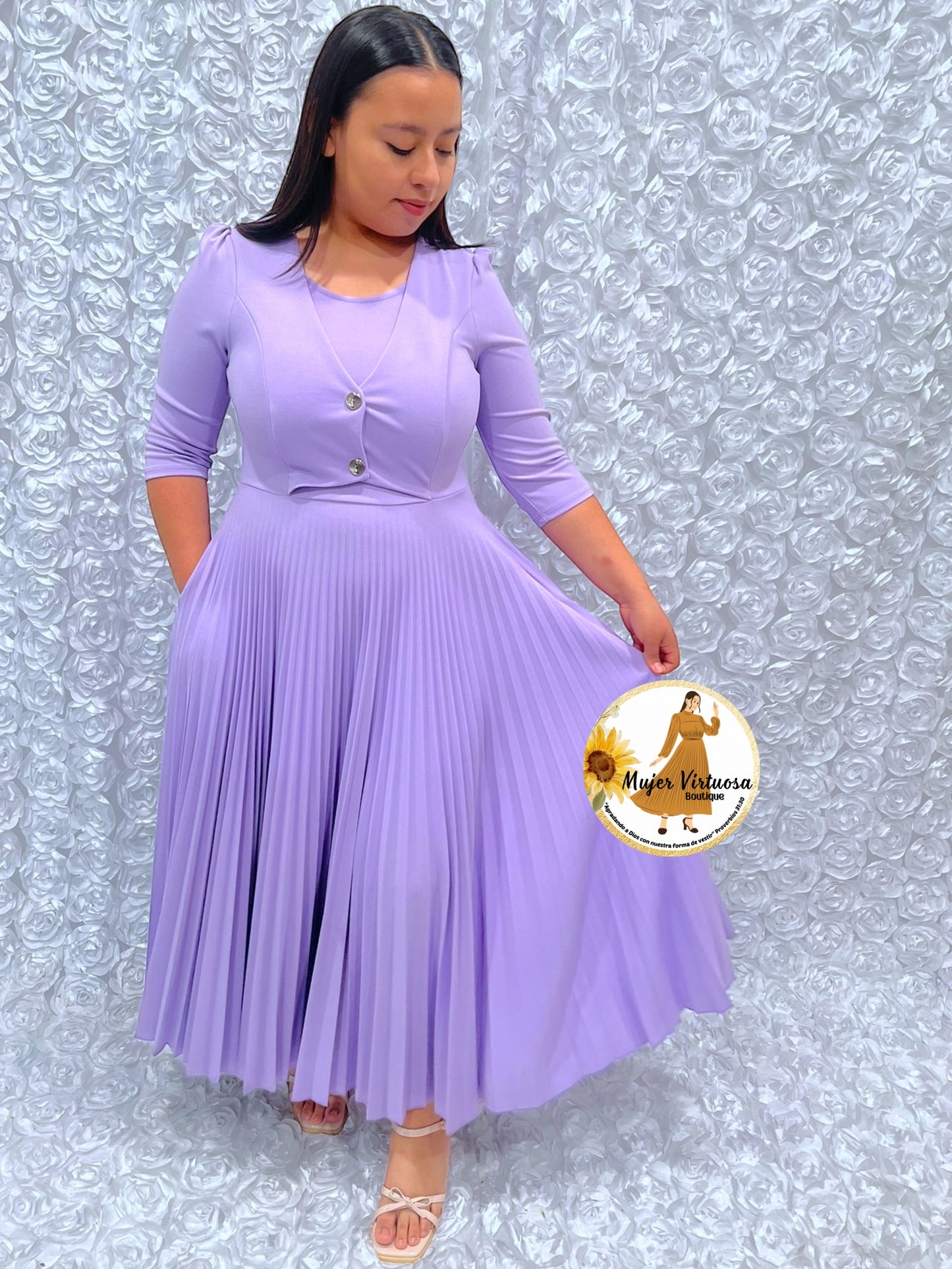 Milena Lilac Pleated Dress