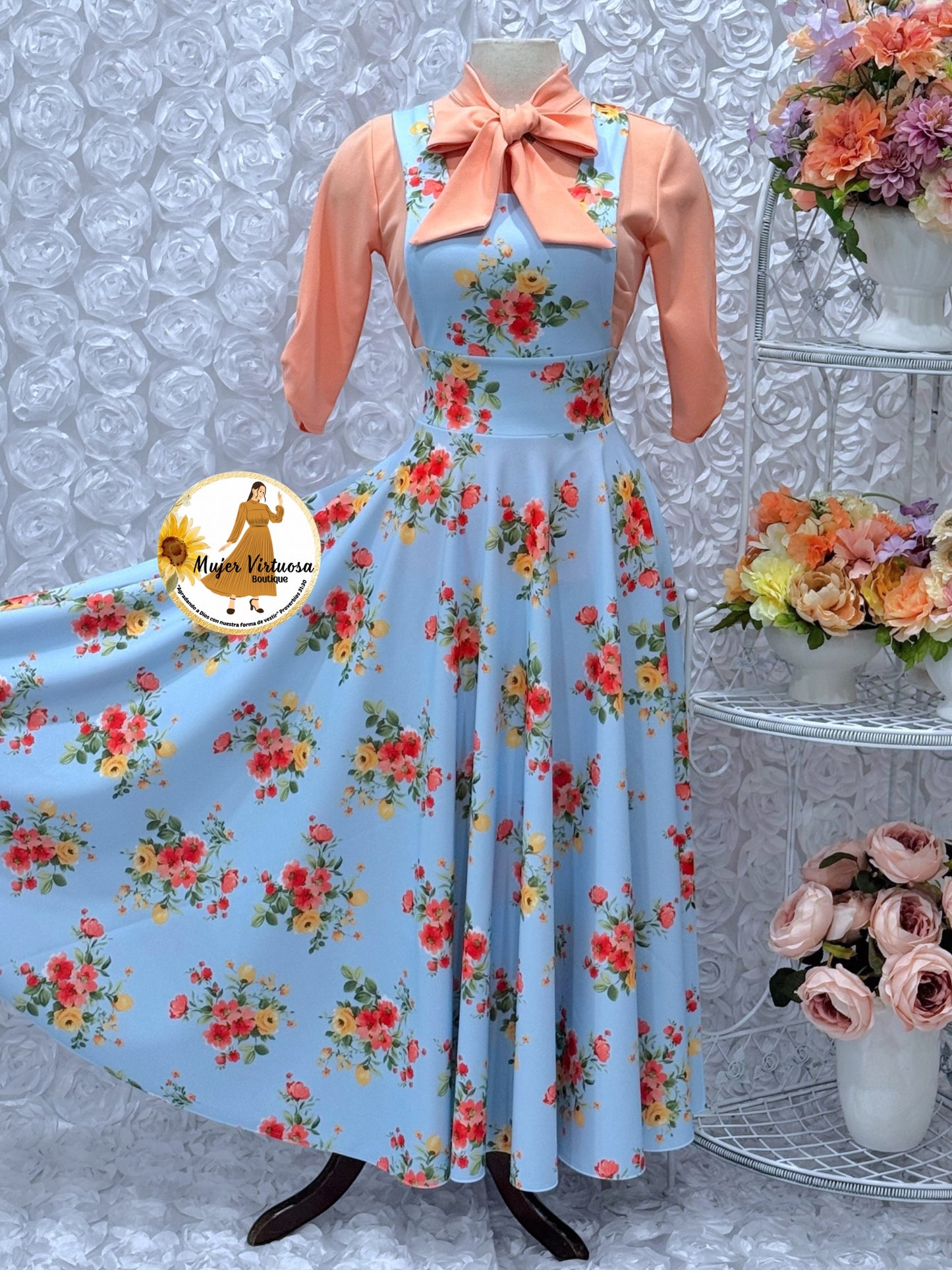 Angie Sky Blue Floral Overall