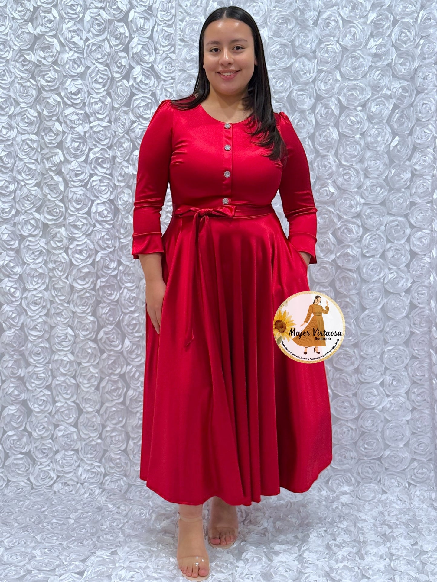 Ruby Red Satin Dress