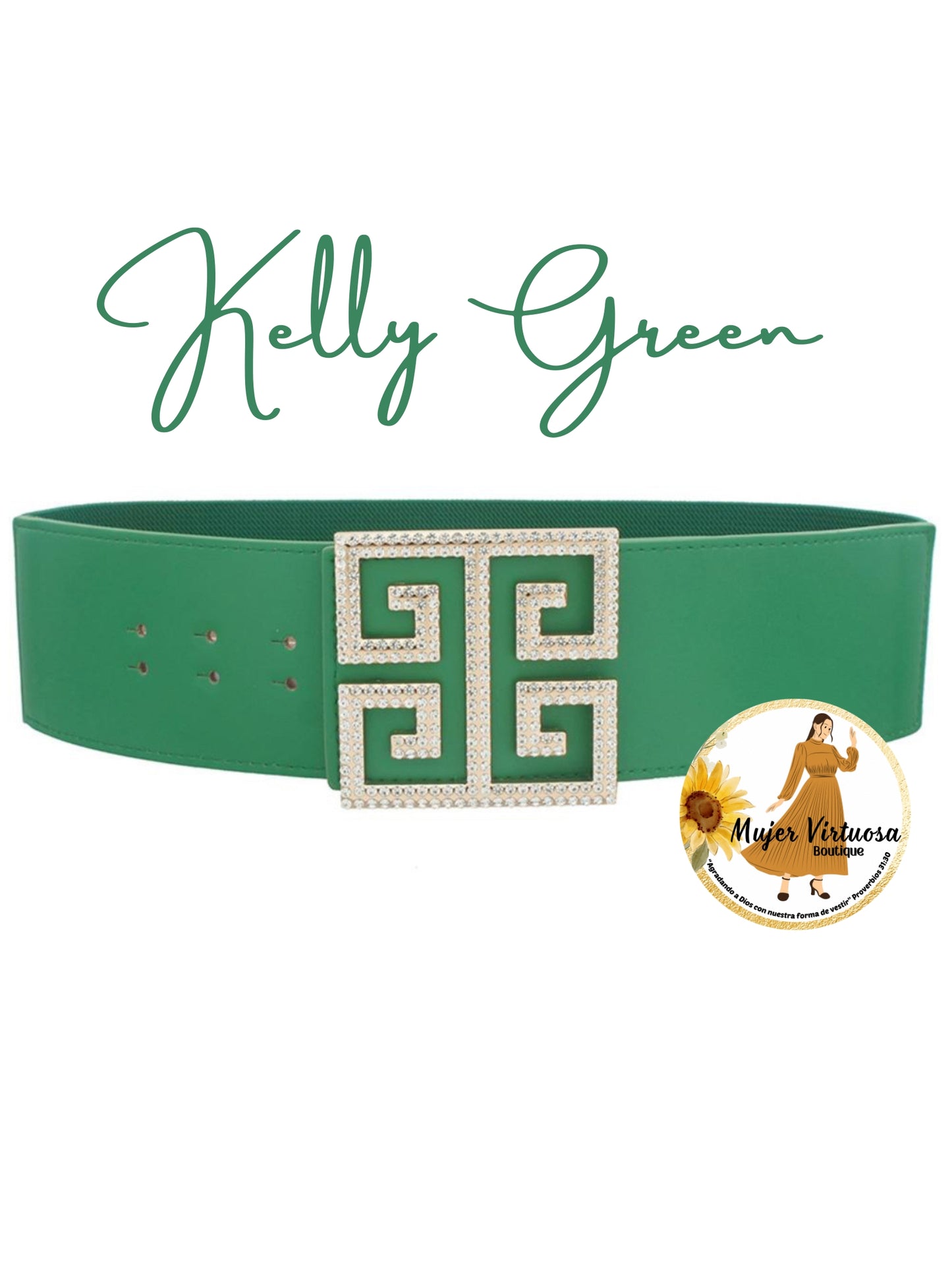 Kelly Green Blue Elastic Belt