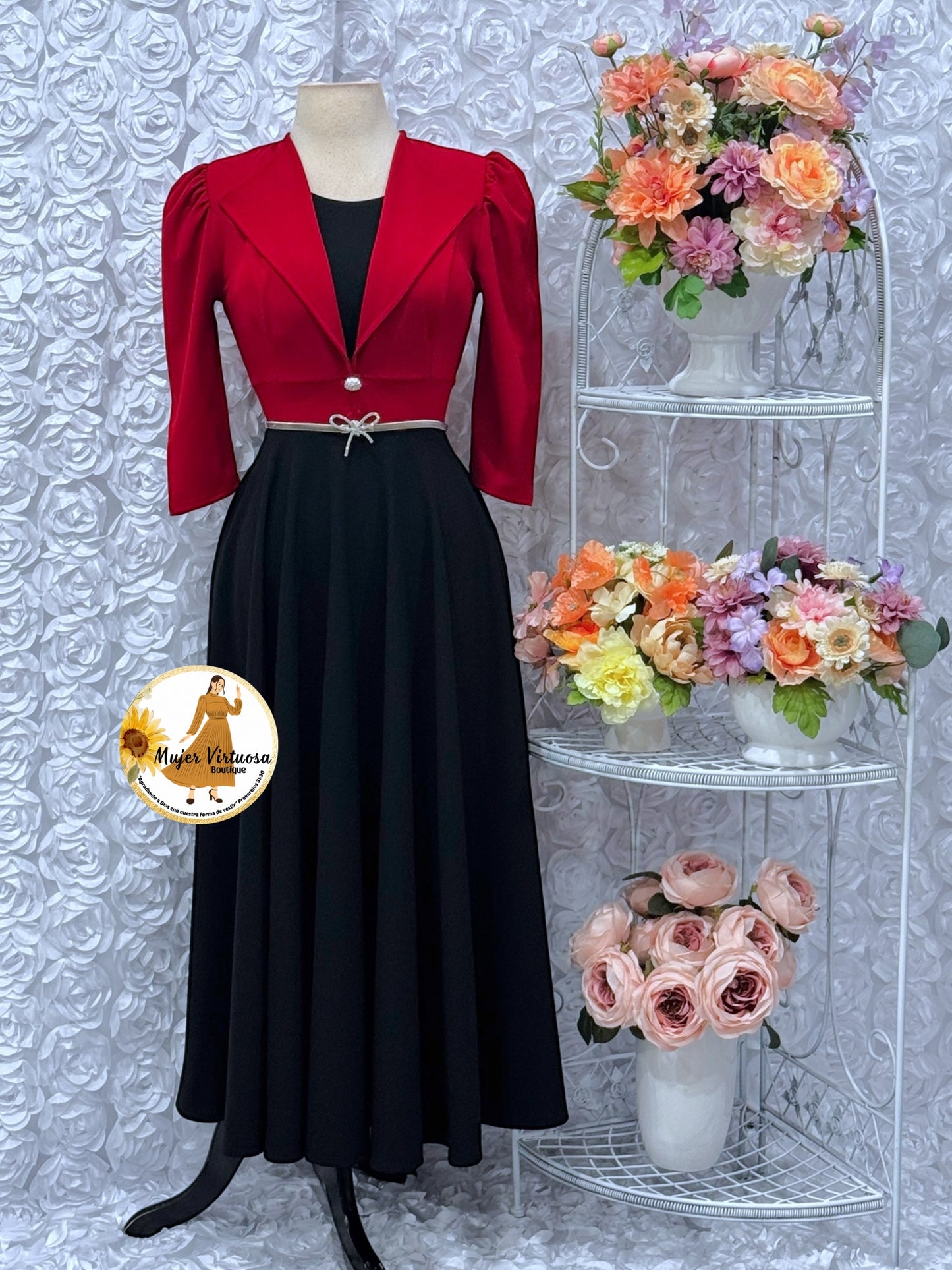 Astrid Red & Black Blazer Dress