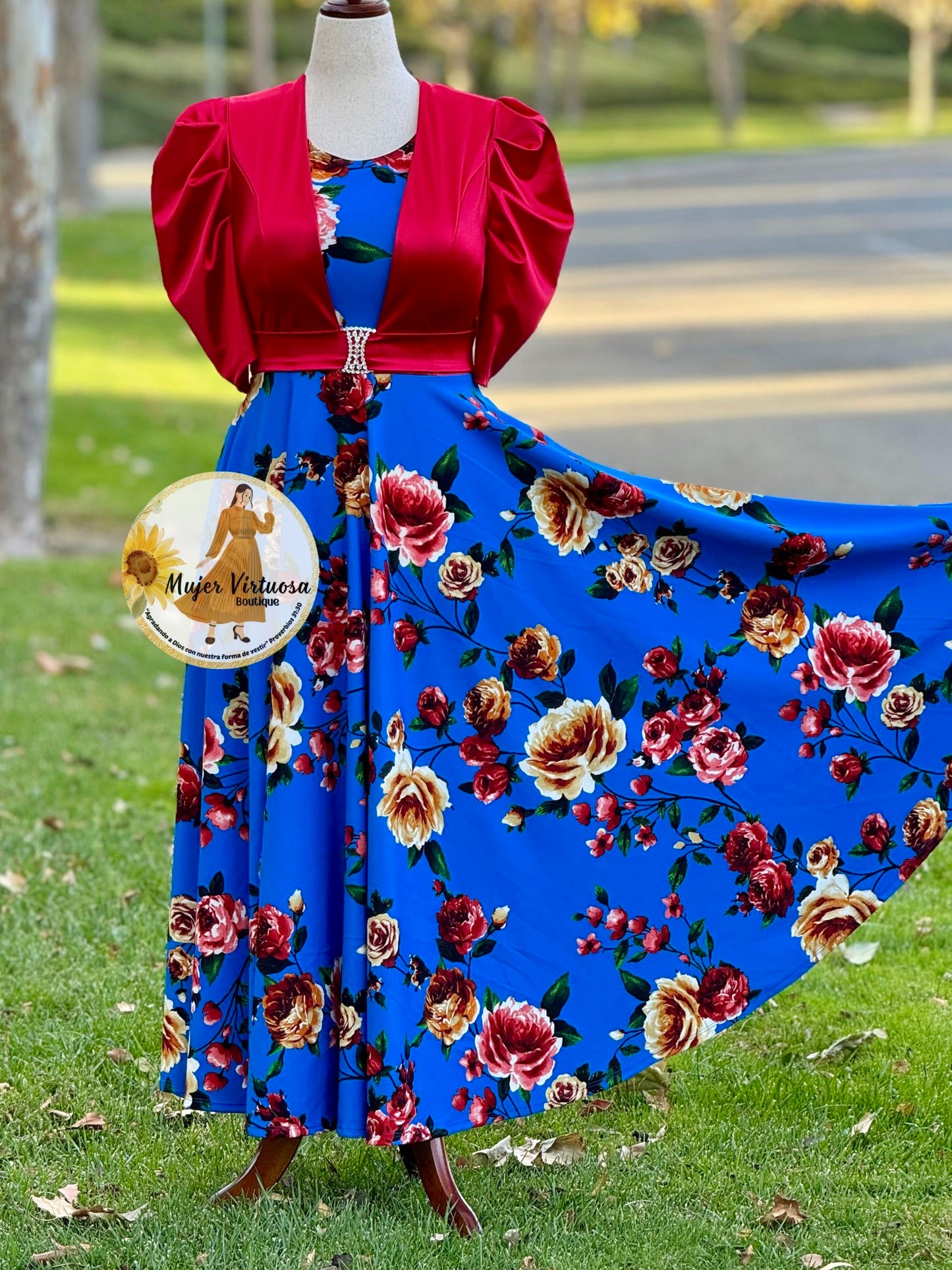 Saori Red & Blue Satin Blazer Dress