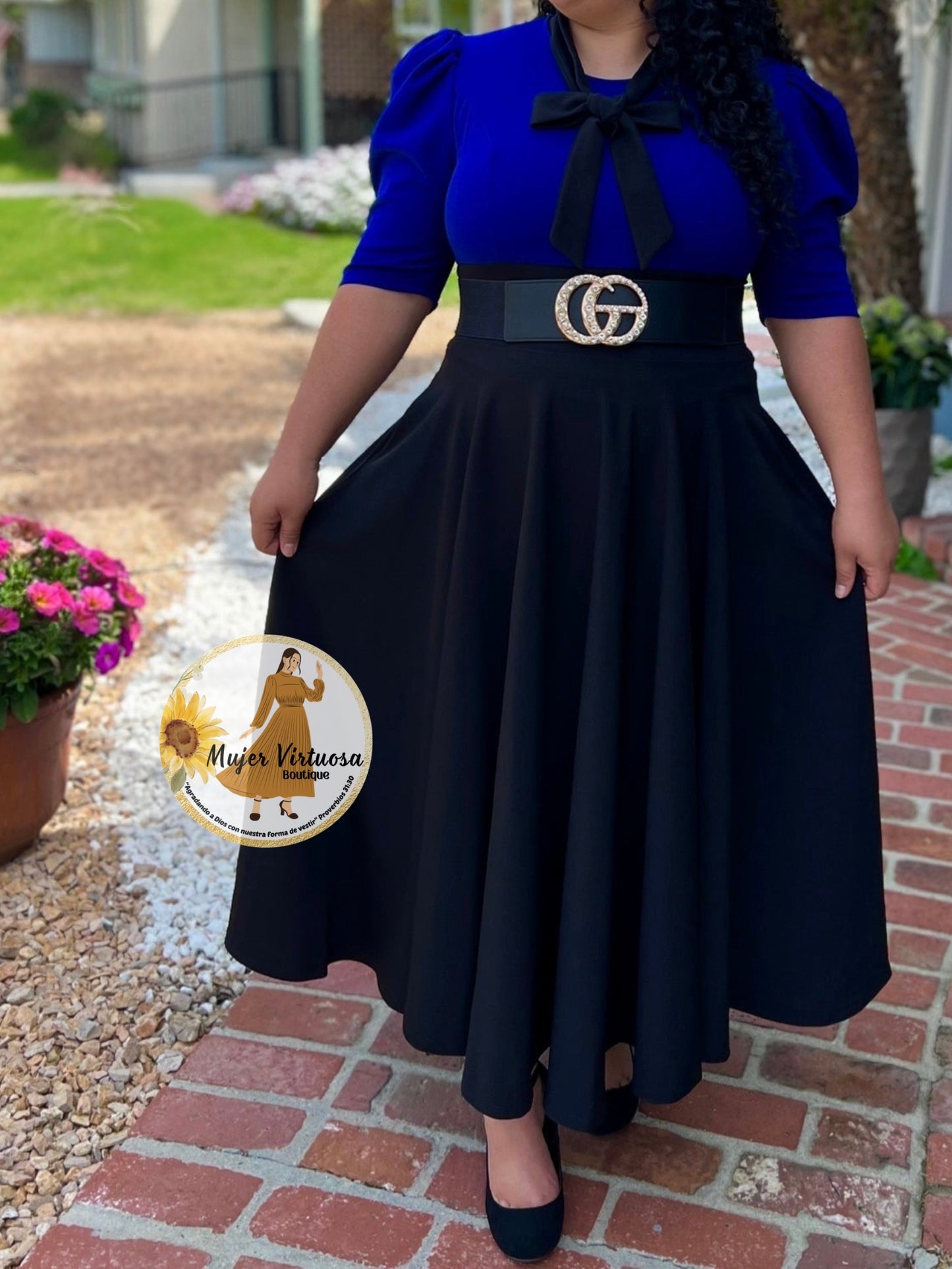 Sophia Royal Blue/Black Dress