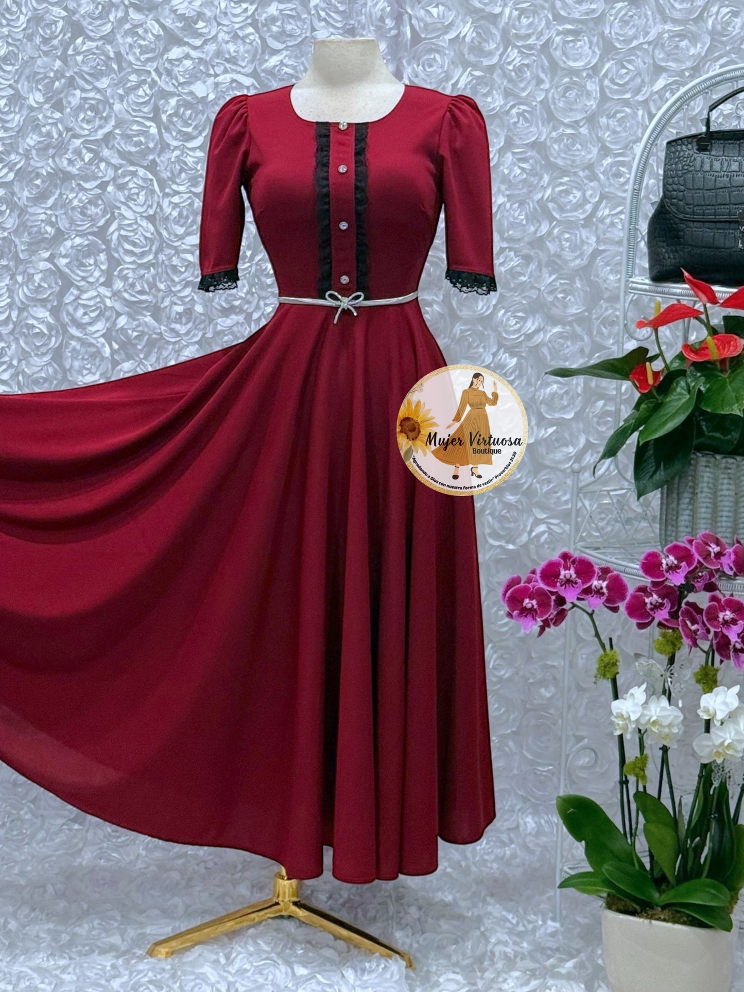 Eleanore Burgundy Dress