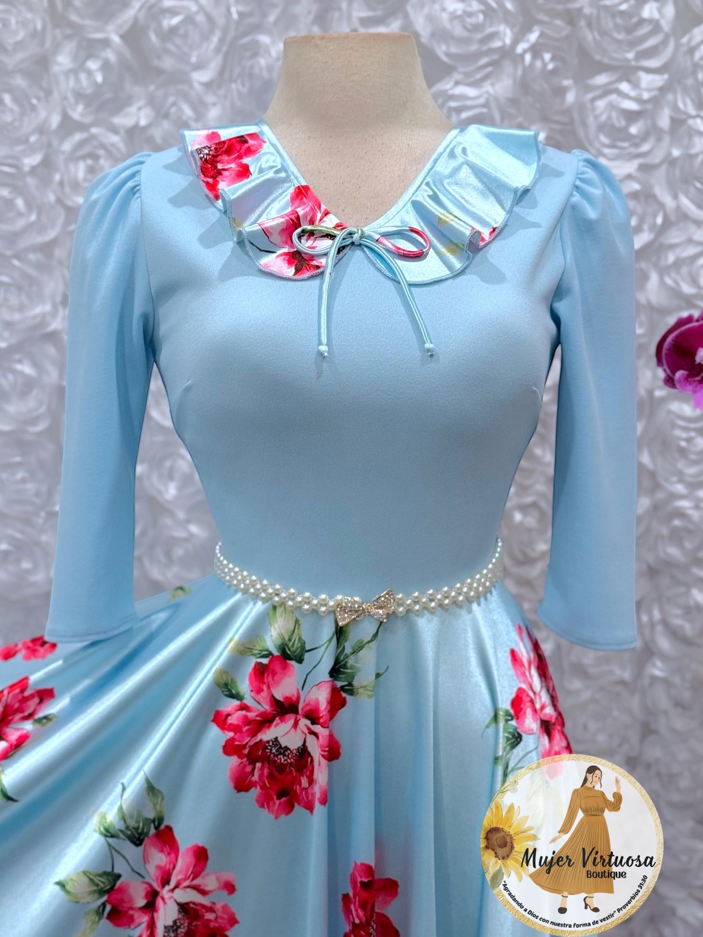 Francesca Baby Blue Satin Dress