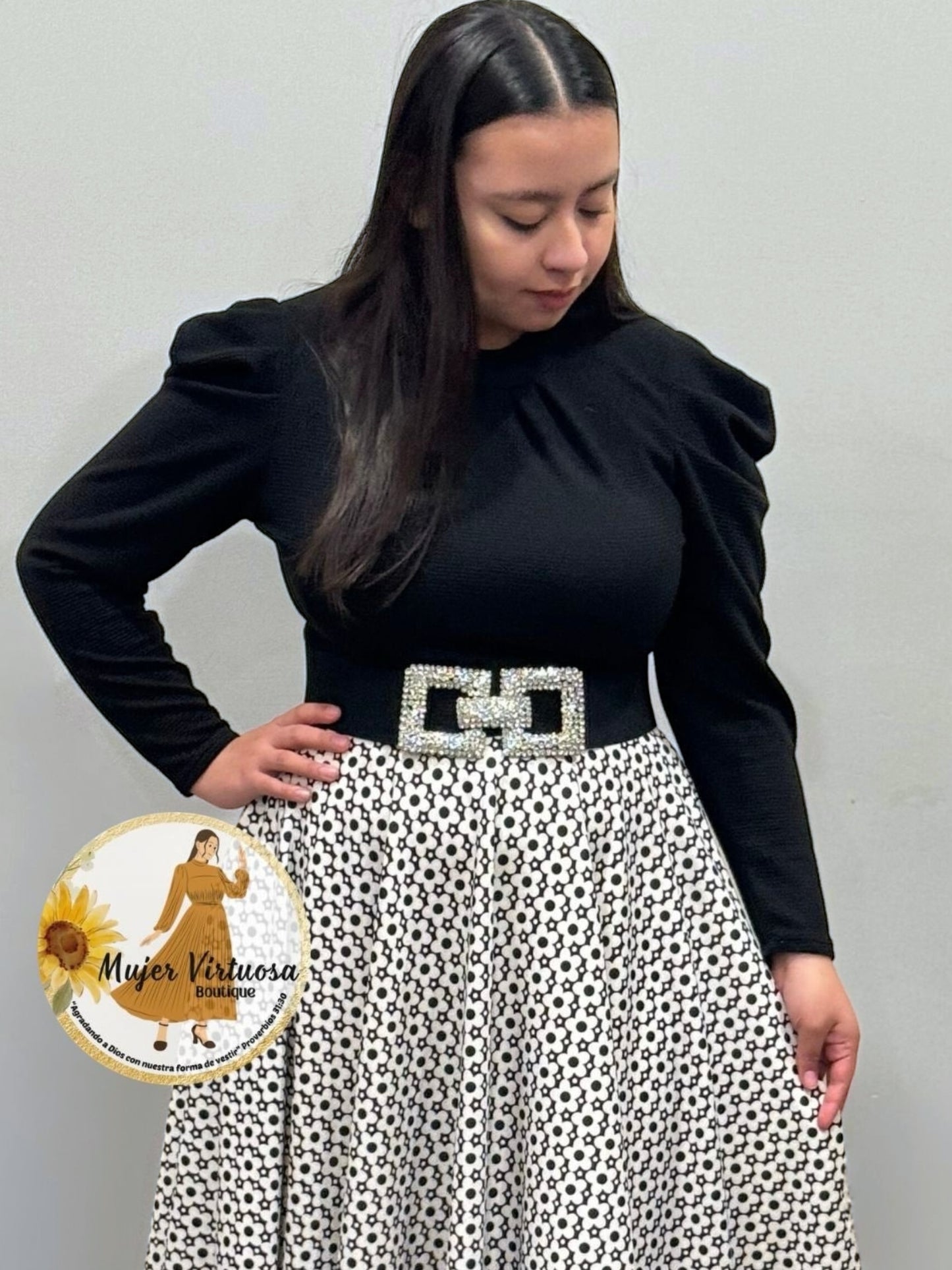 Cinto Elástico Negro con Piedras