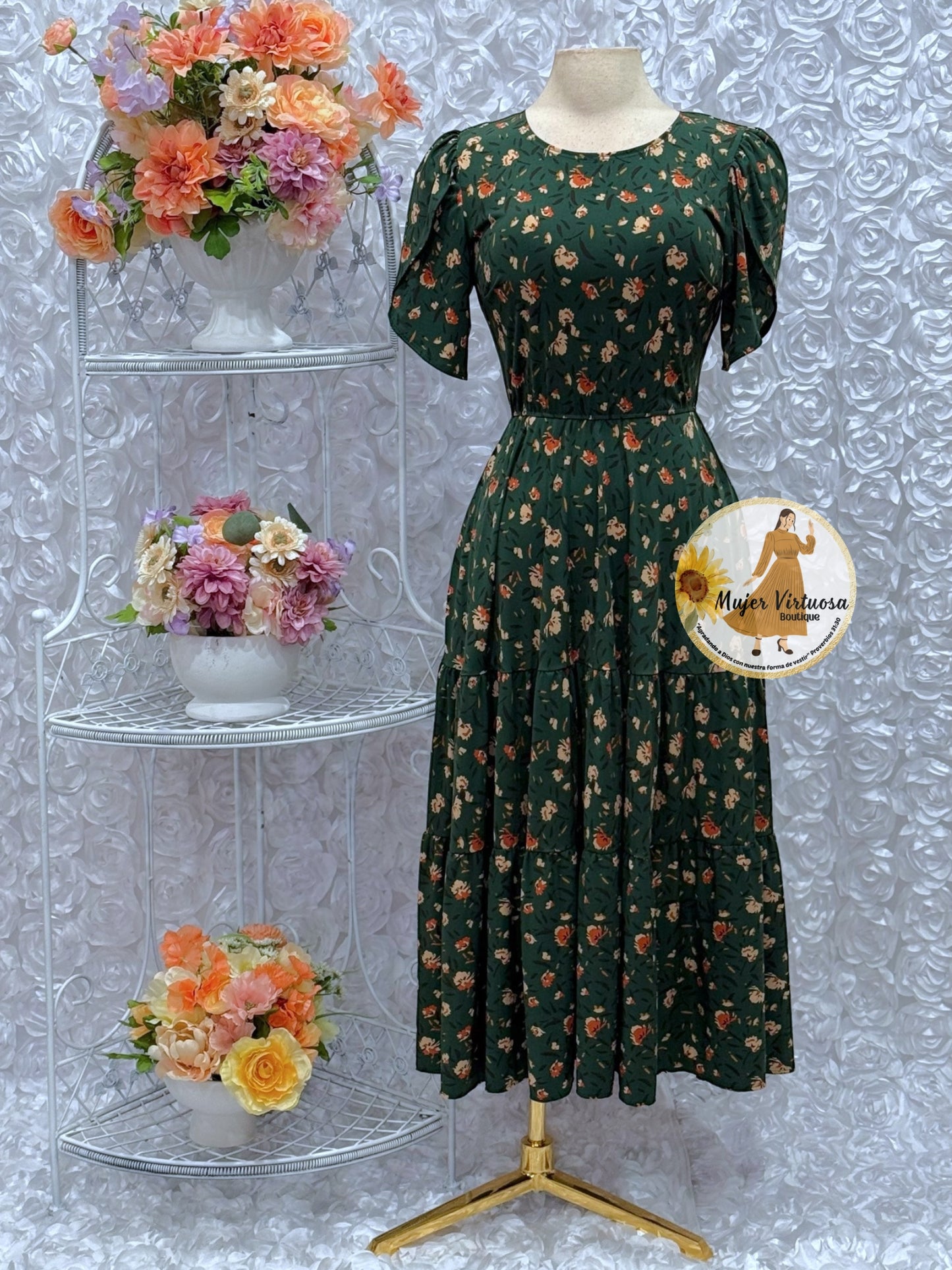 Abigail Hunter Green Floral Dress