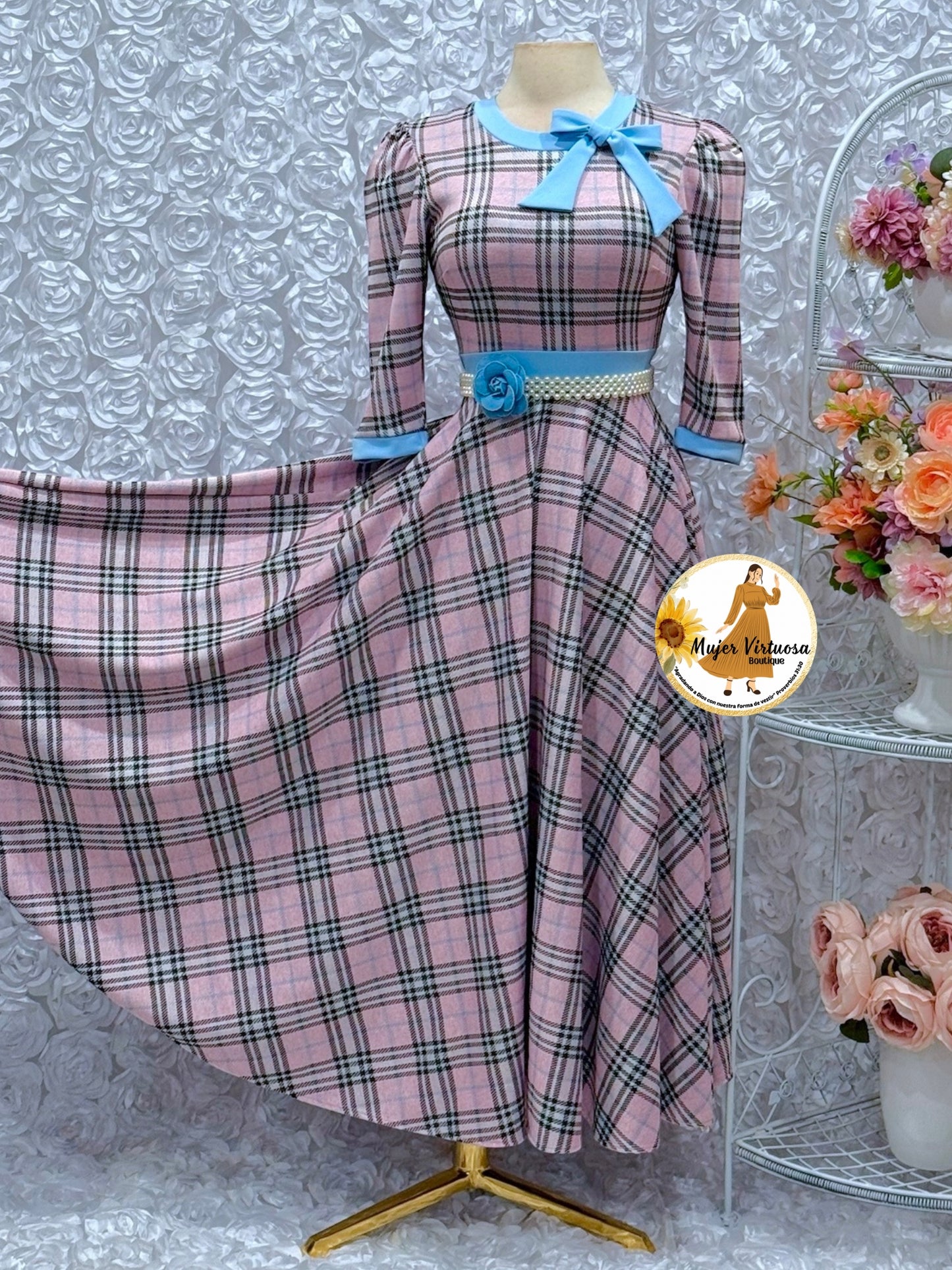Juliette Pink/Blue Plaid Dress