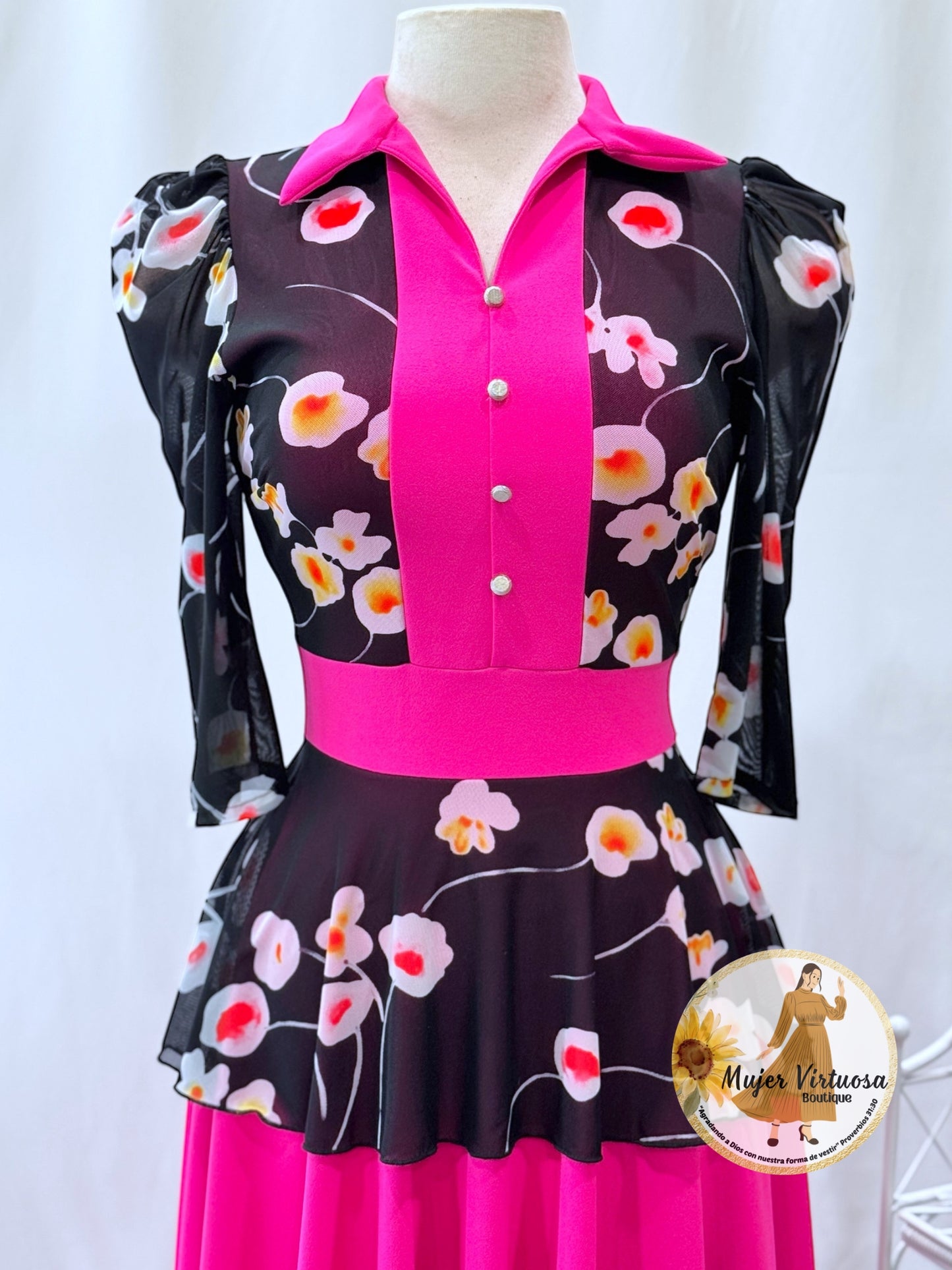Analy Fucsia Floral Dress
