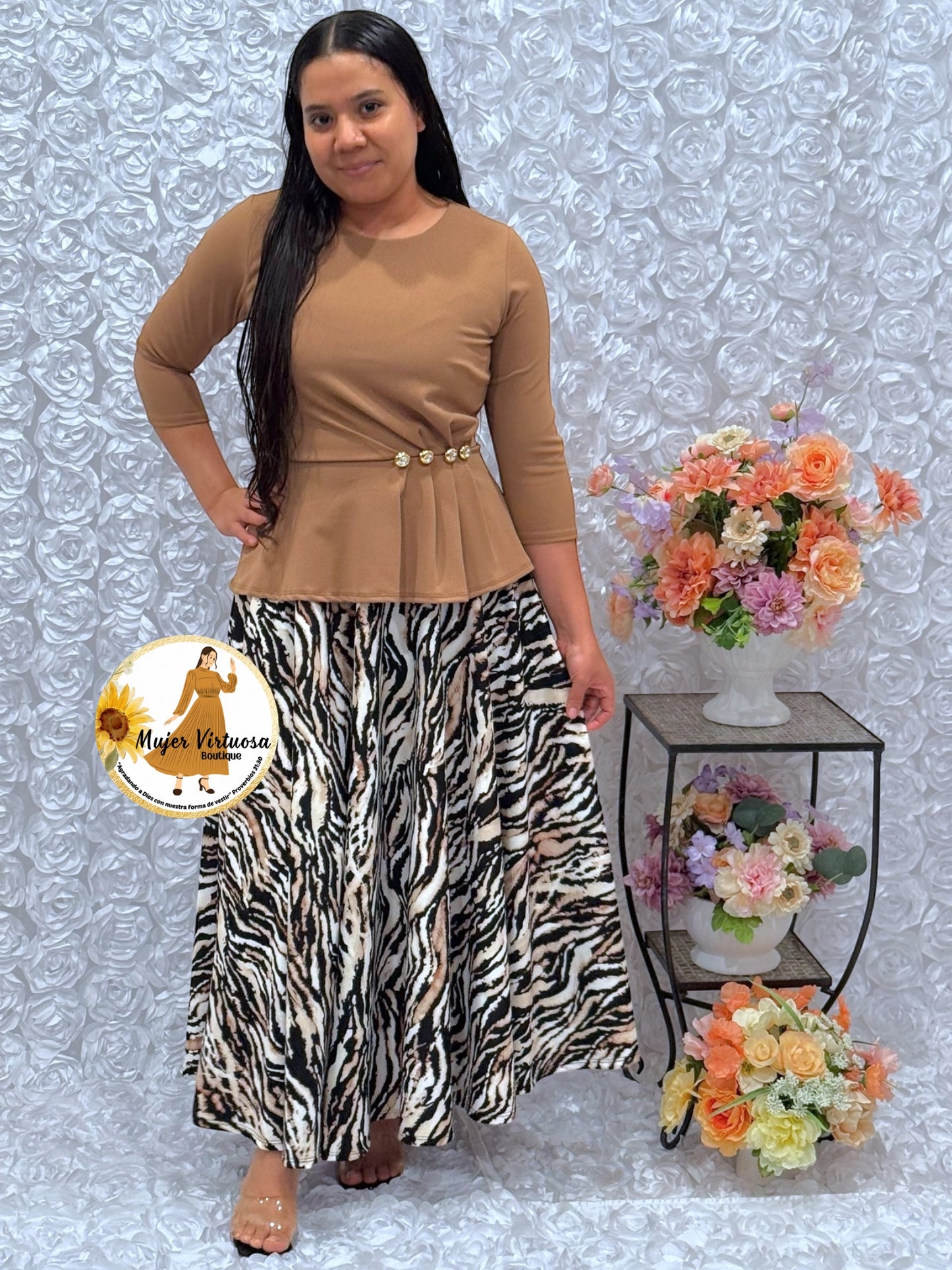Betty Caramel/Animal Print Dress