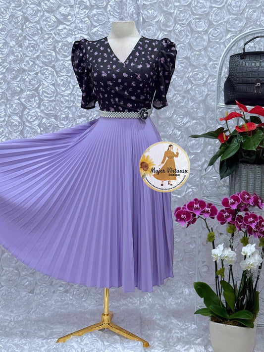Jessica Black/Lilac Midi Dress