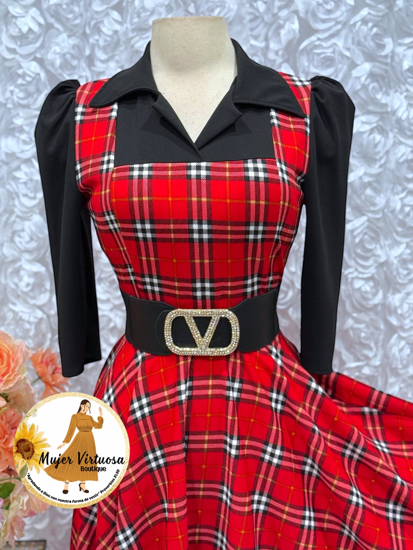 Black/Red Plaid 2 in 1 Dress