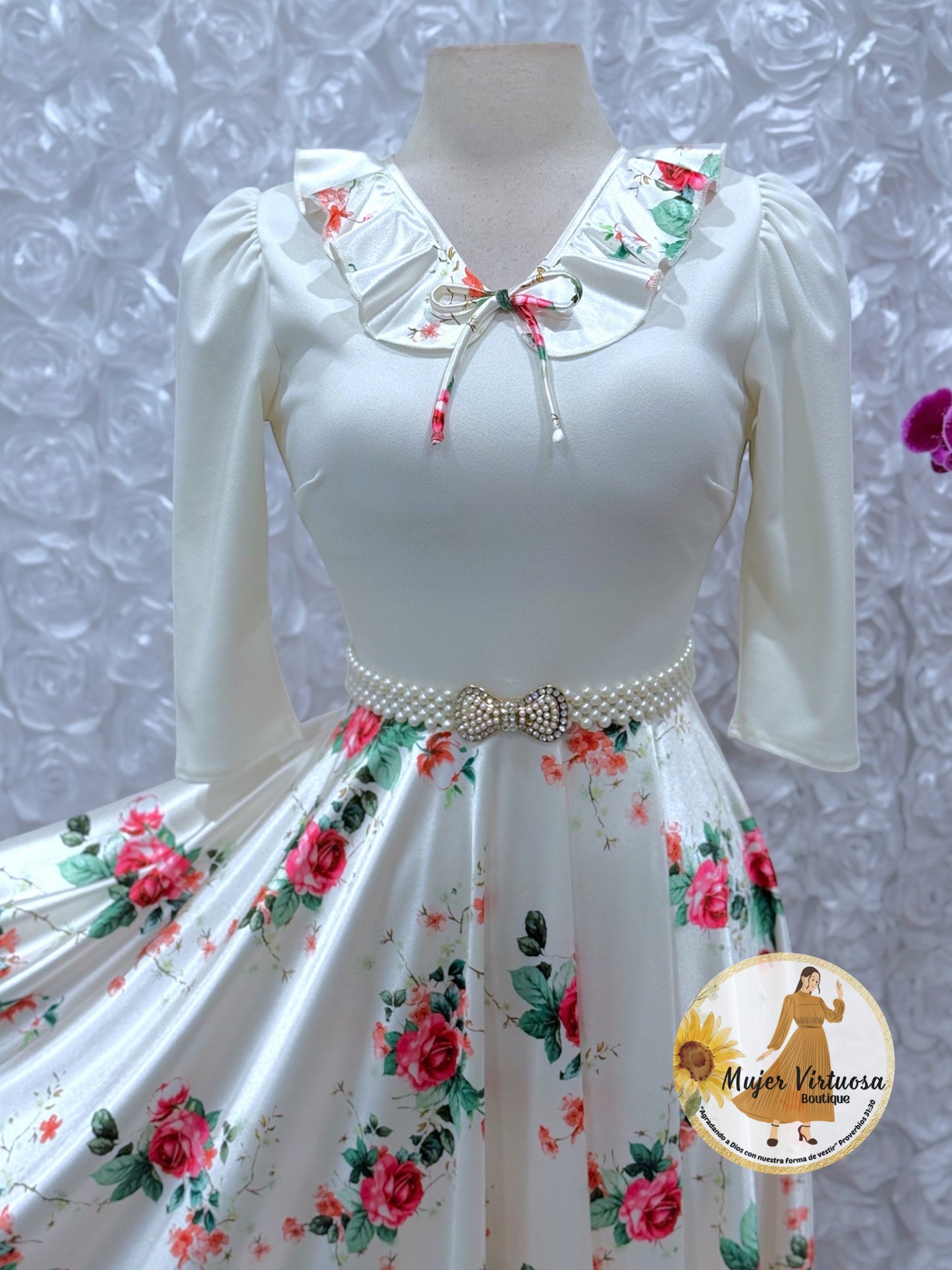 Francesca Ivory Roses Dress