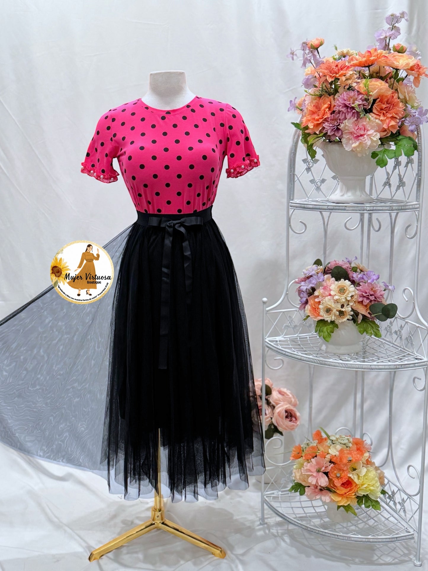 Black Tulle Midi Skirt