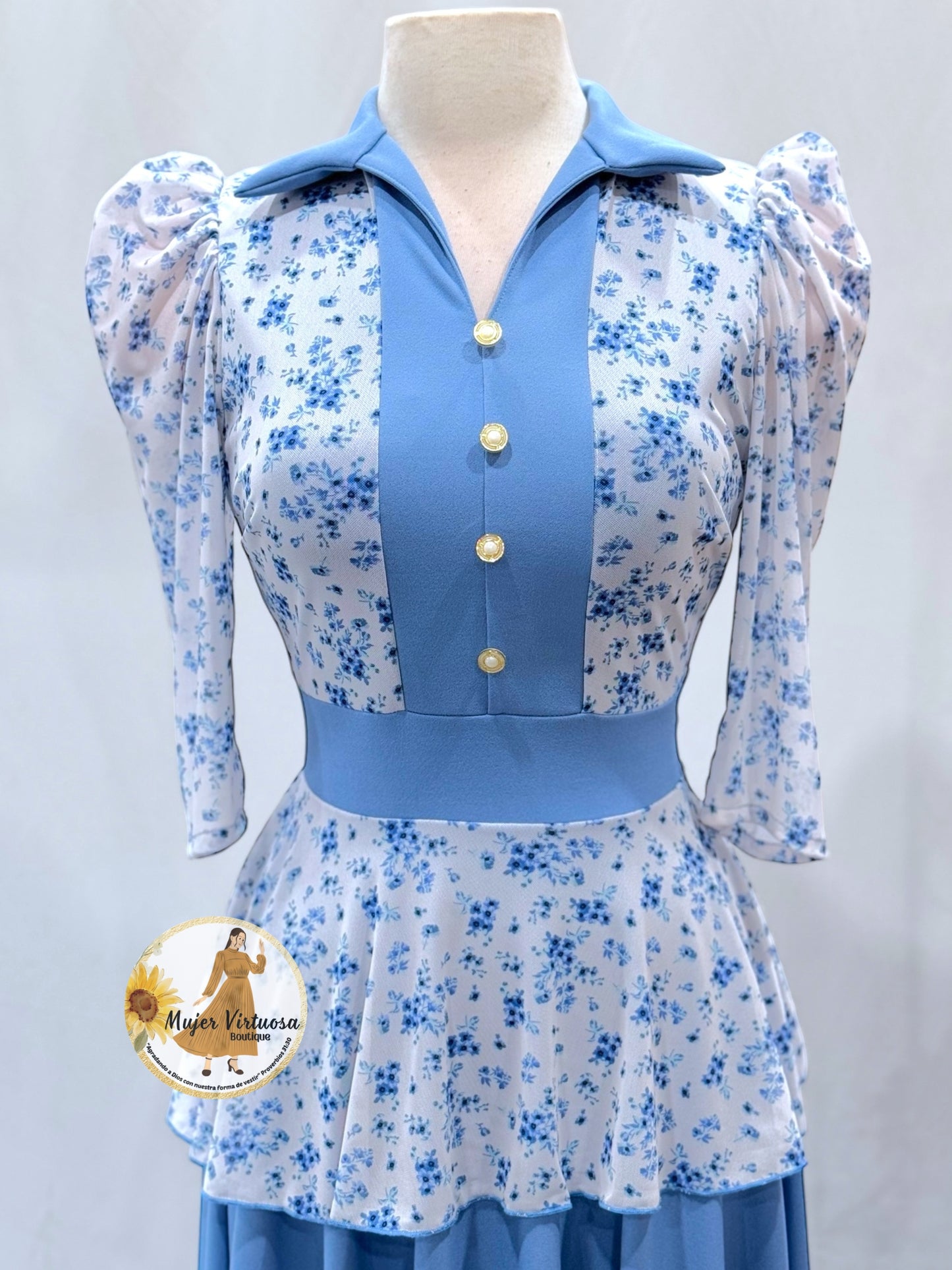 Analy Baby Blue Floral Dress