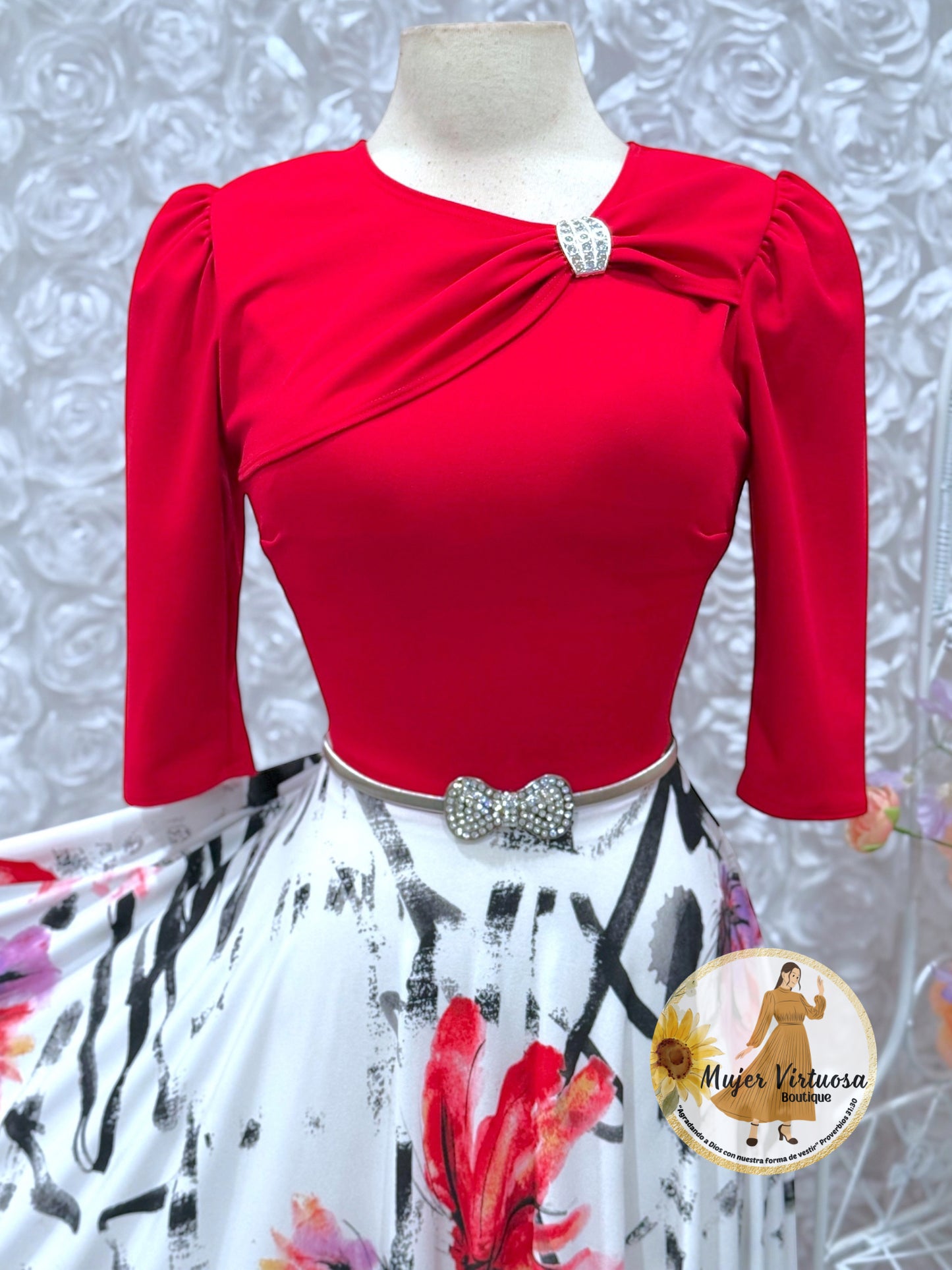 Rosalie Red Floral Dress