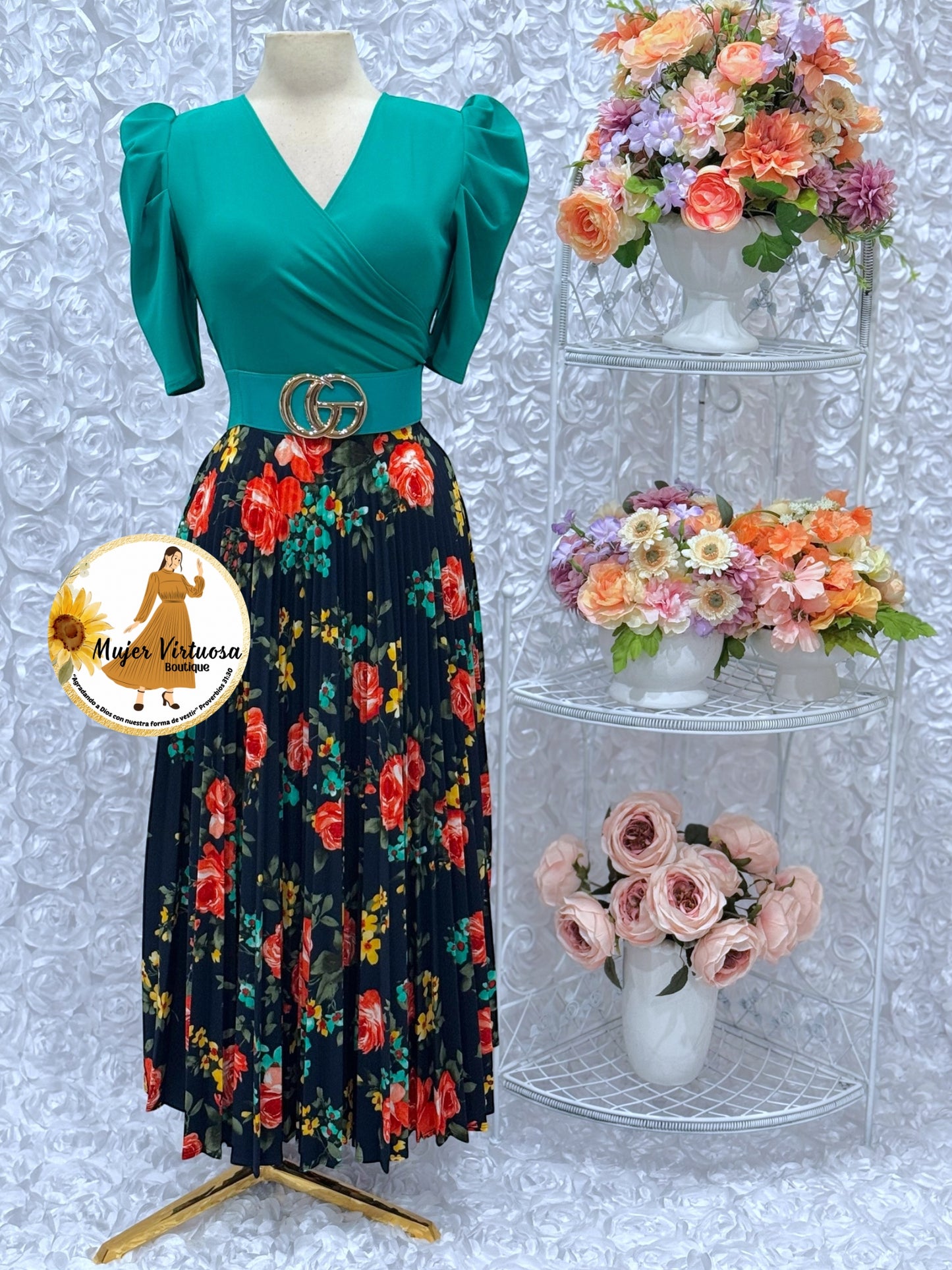 Jessica Turquesa/Navy Floral Dress