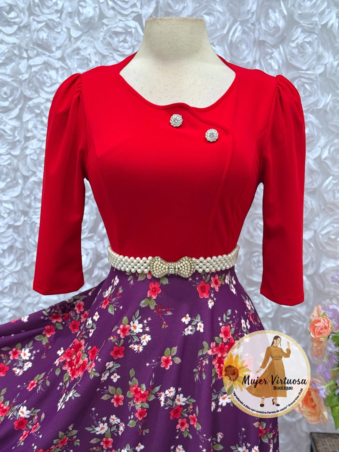 Celeste Red/Purple Floral Dress