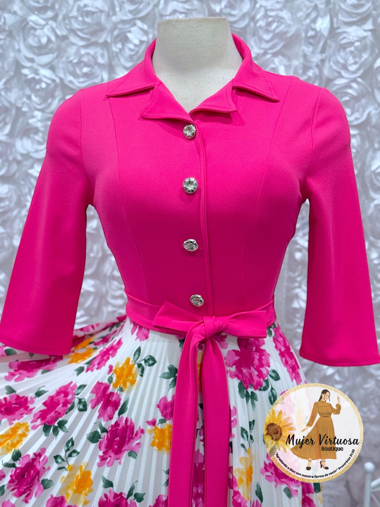 Eliza Fucsia/White Floral Dress