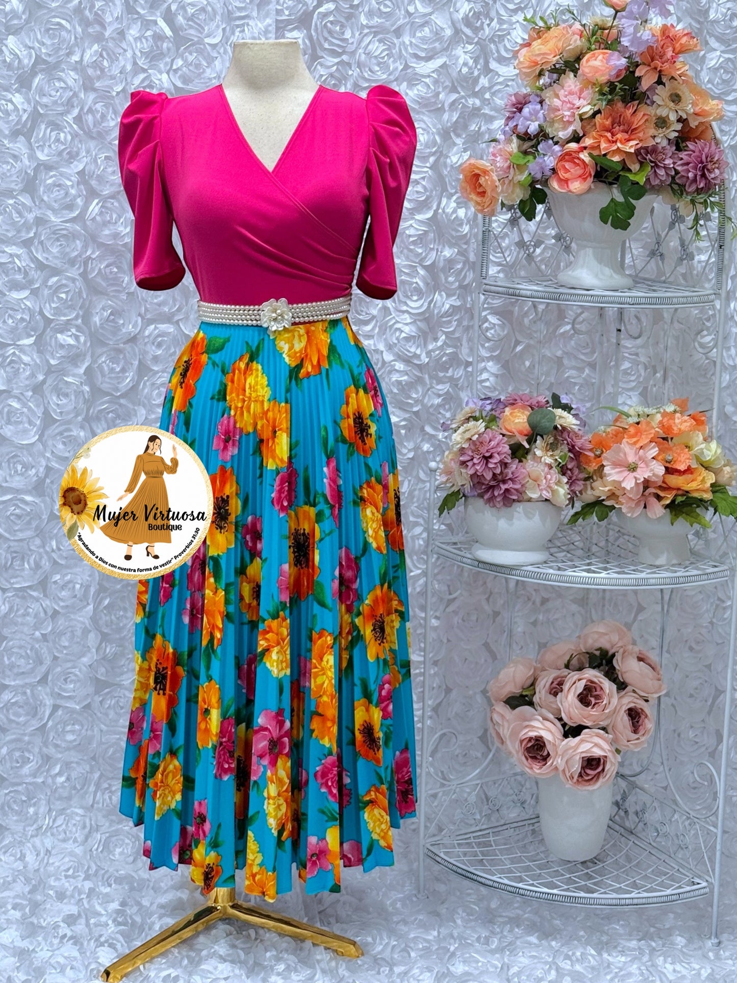 Jessica Fucsia/Aqua Floral Dress