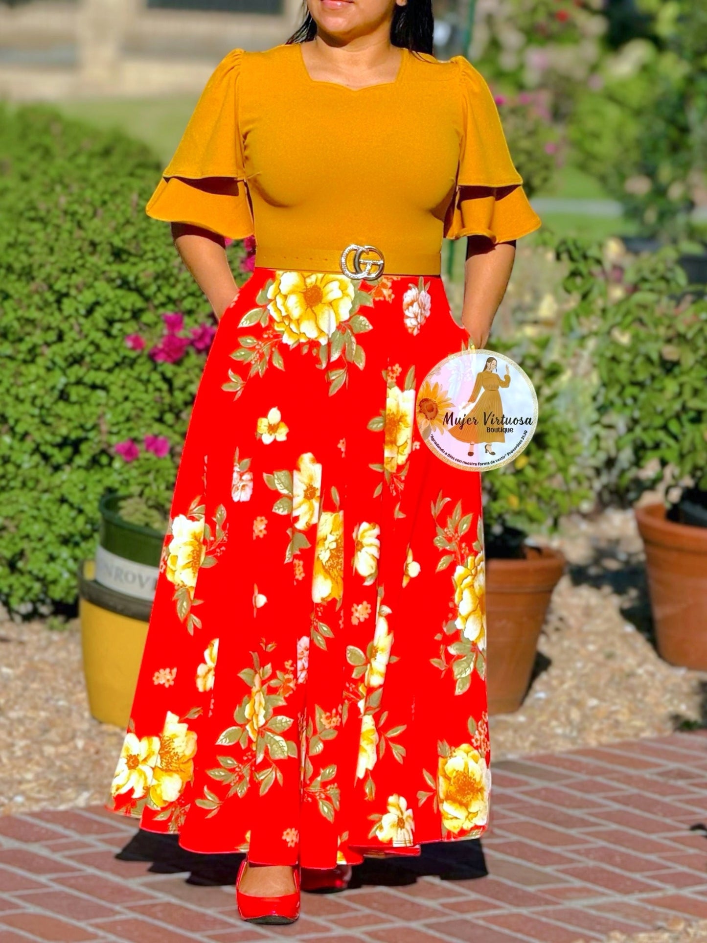 Olivia Mustard/Red Floral Dress