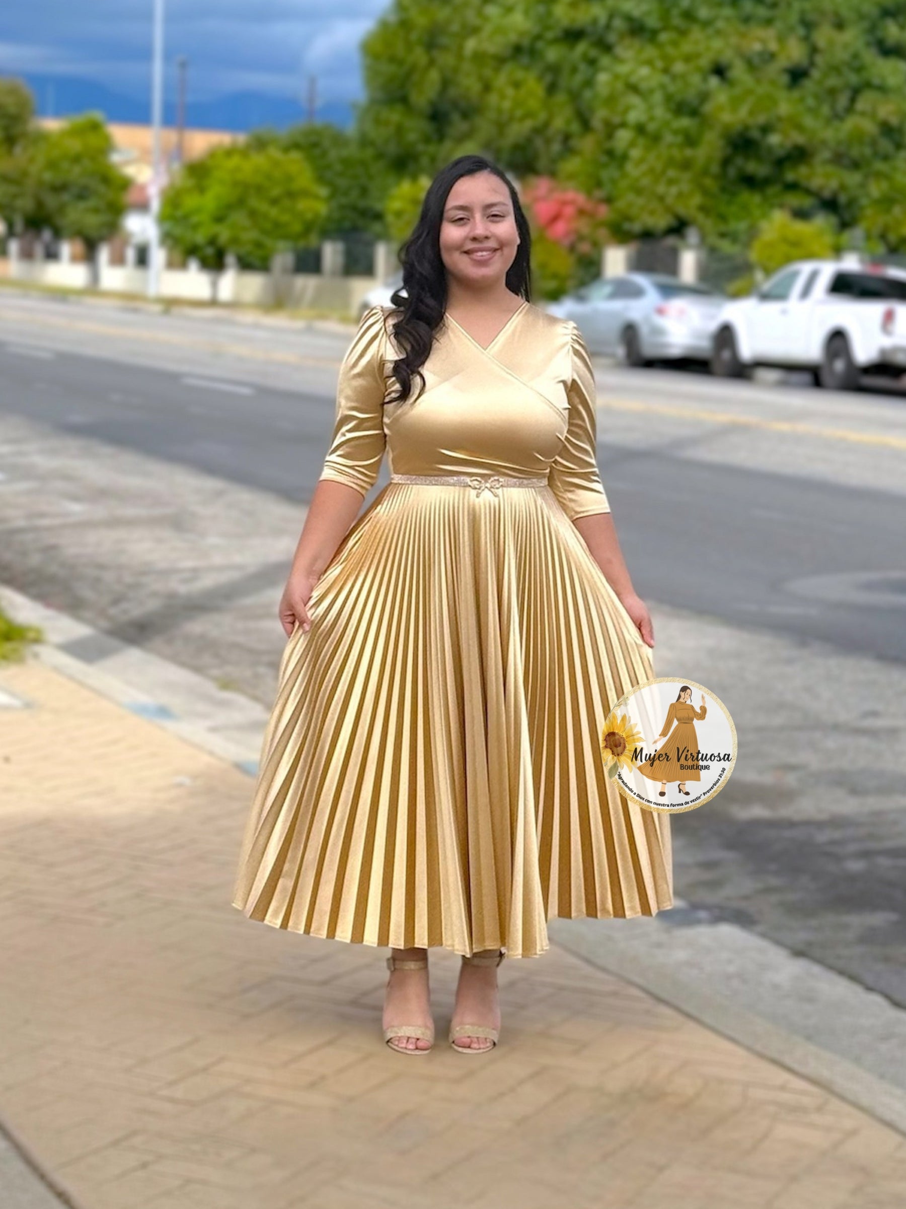 celine gold dress Celine Gold Satin Dress Small