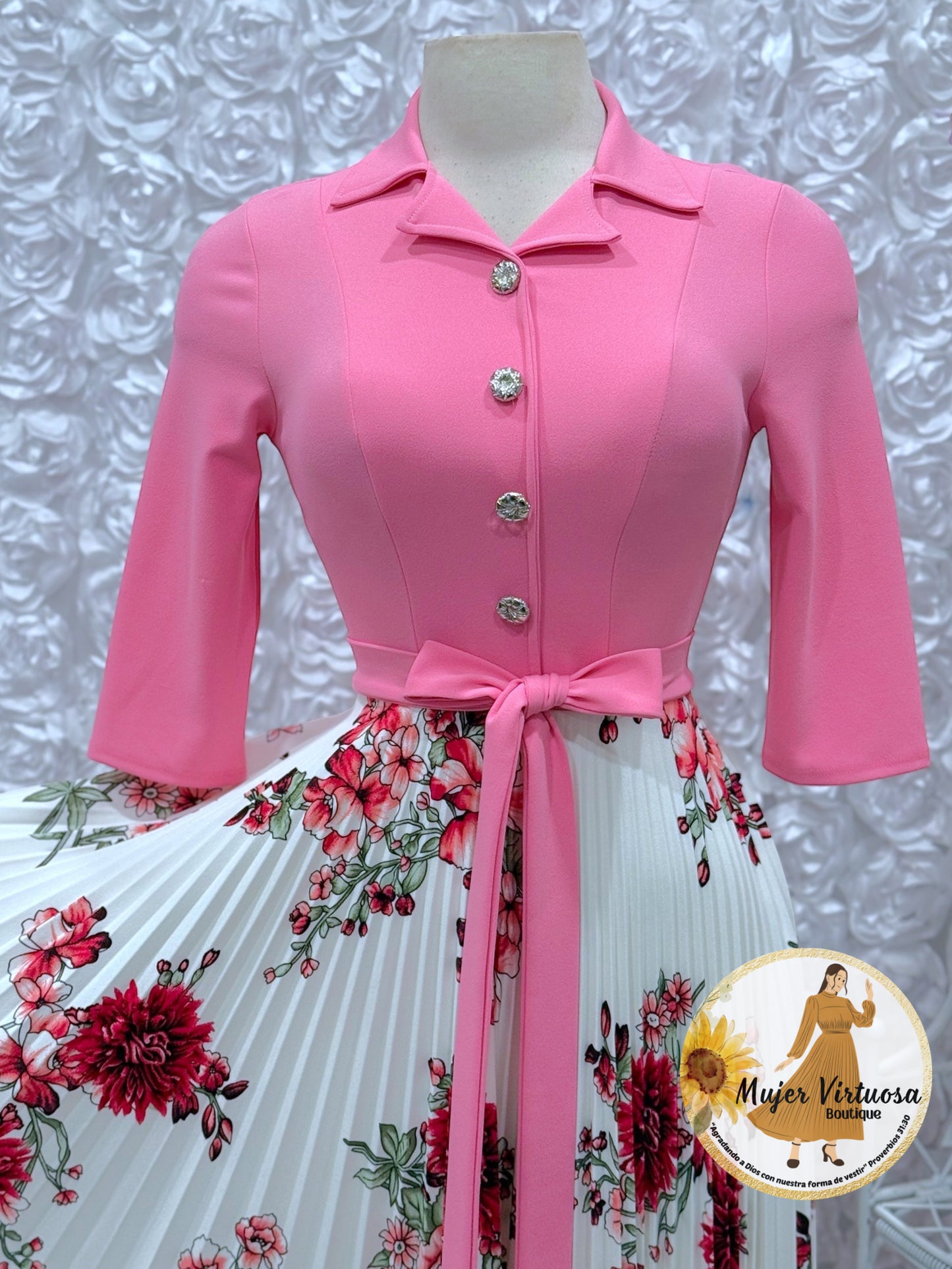 Eliza Pink/White Floral Dress