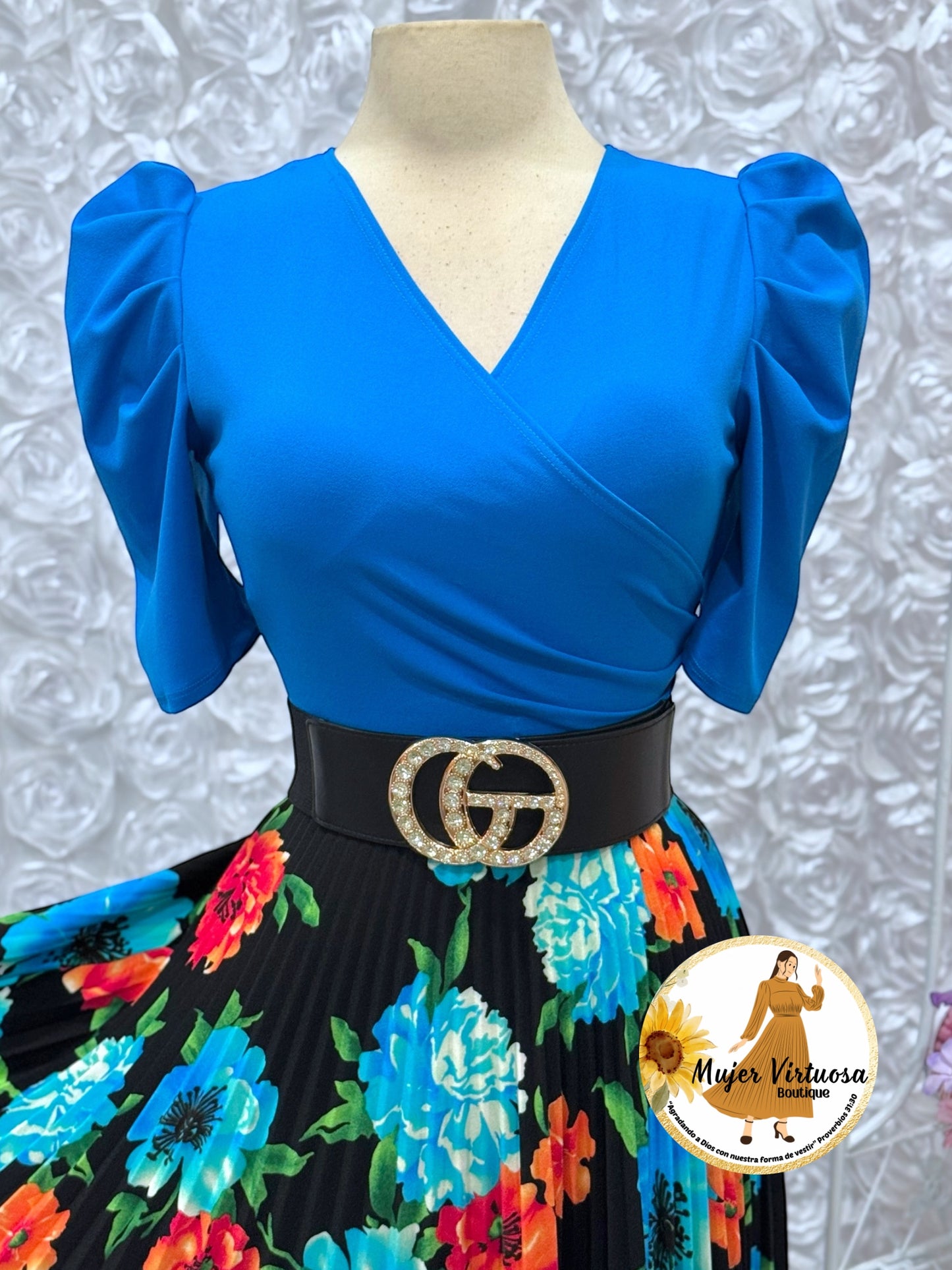 Jessica Aqua/Black Floral Dress