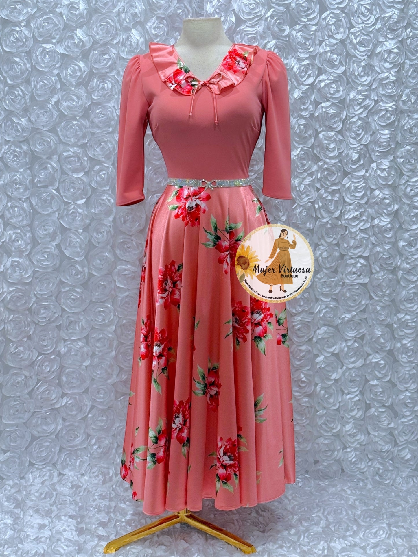 Francesca Salmon Floral Dress
