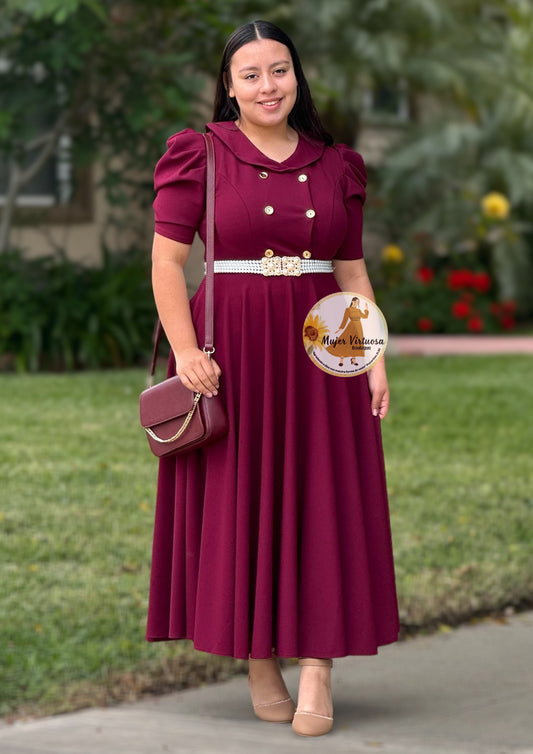 Dorothy Burgundy Vintage Dress
