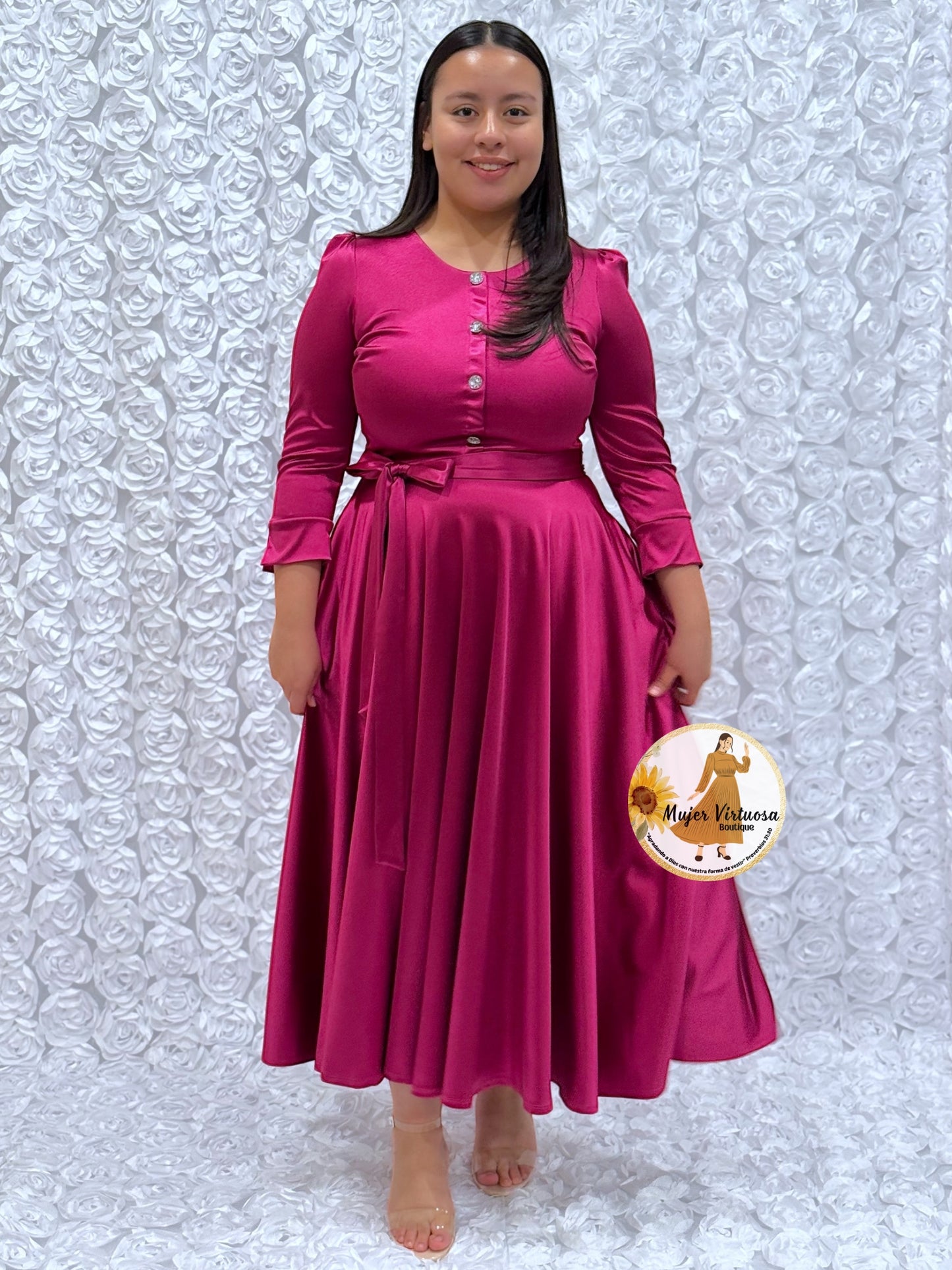 Magenta Satin Dress