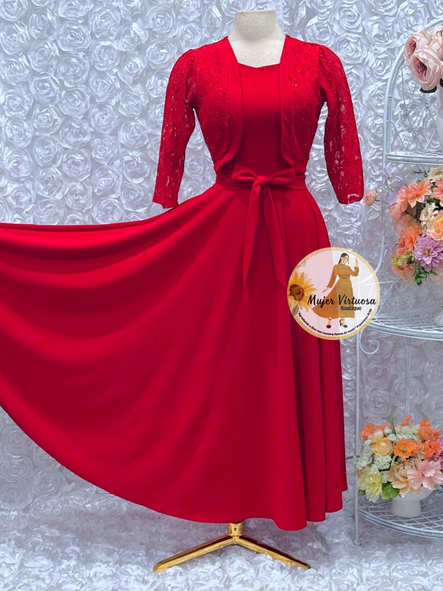 Emma Red Lace Blazer Dress