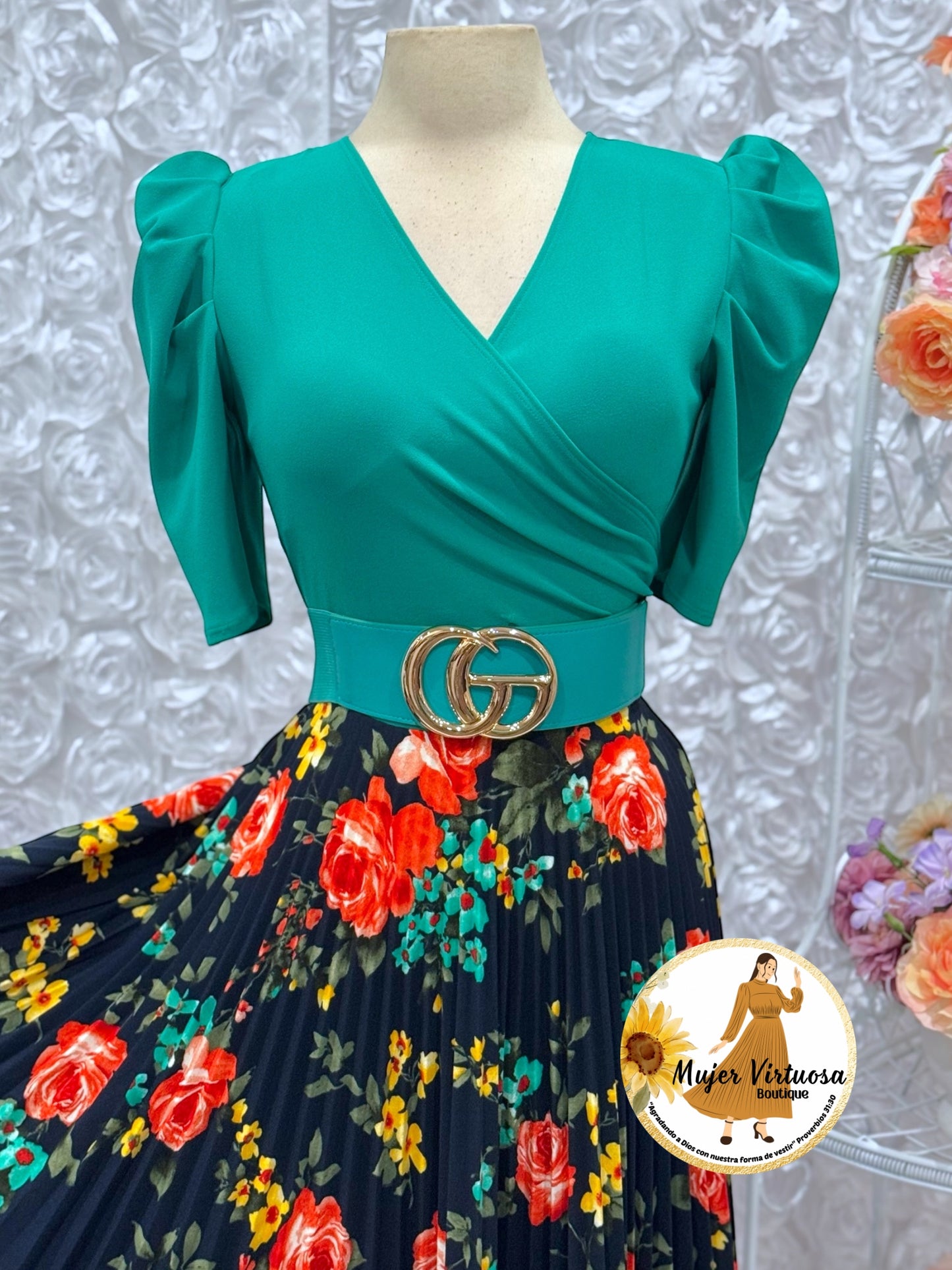 Jessica Turquesa/Navy Floral Dress