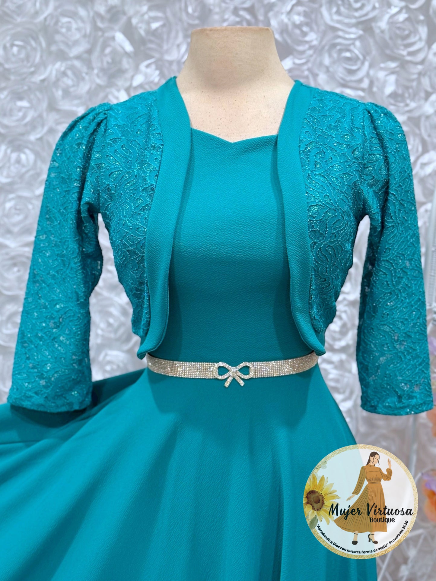 Emma Aqua Lace Blazer Dress