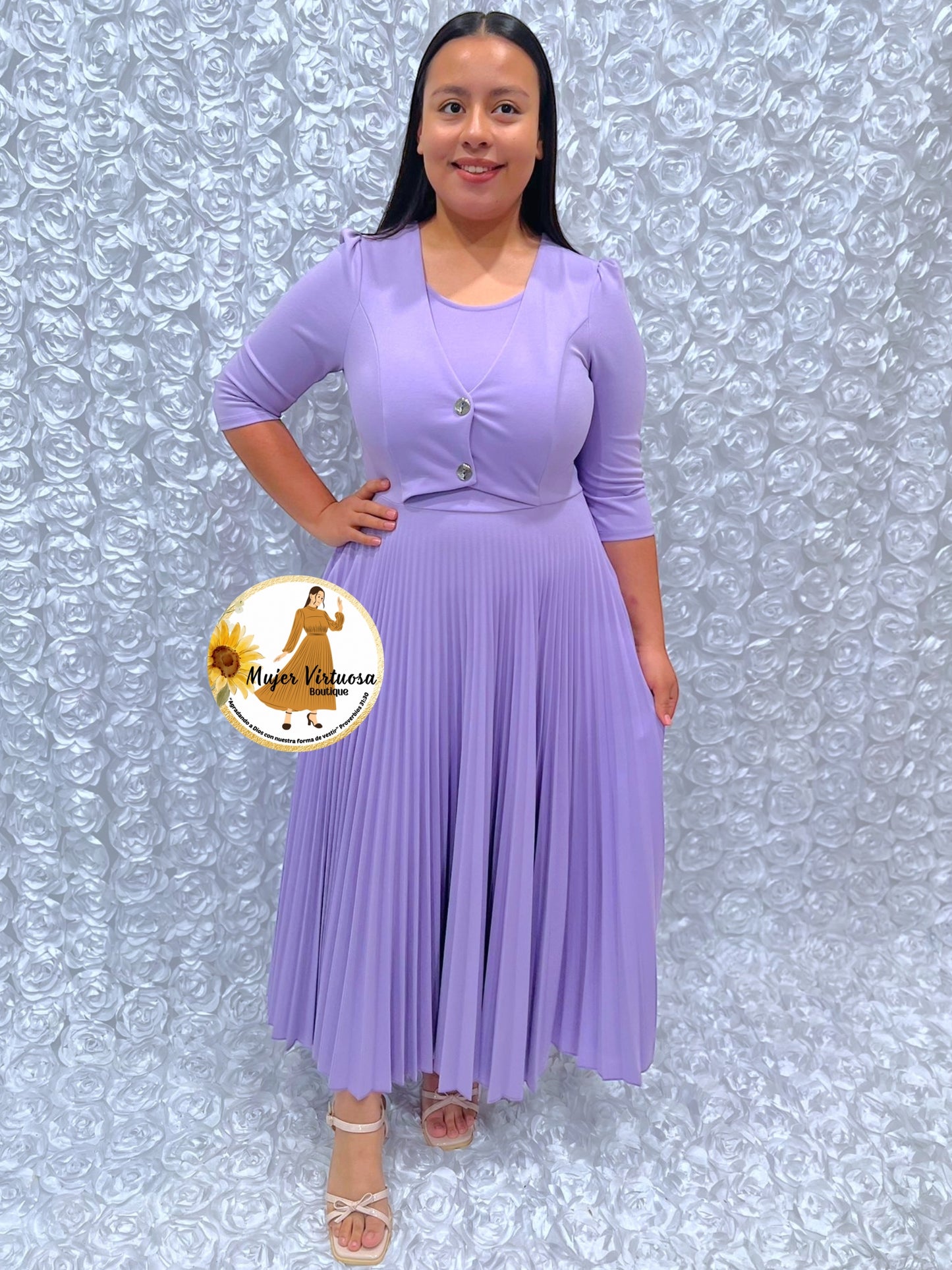 Milena Lilac Pleated Dress