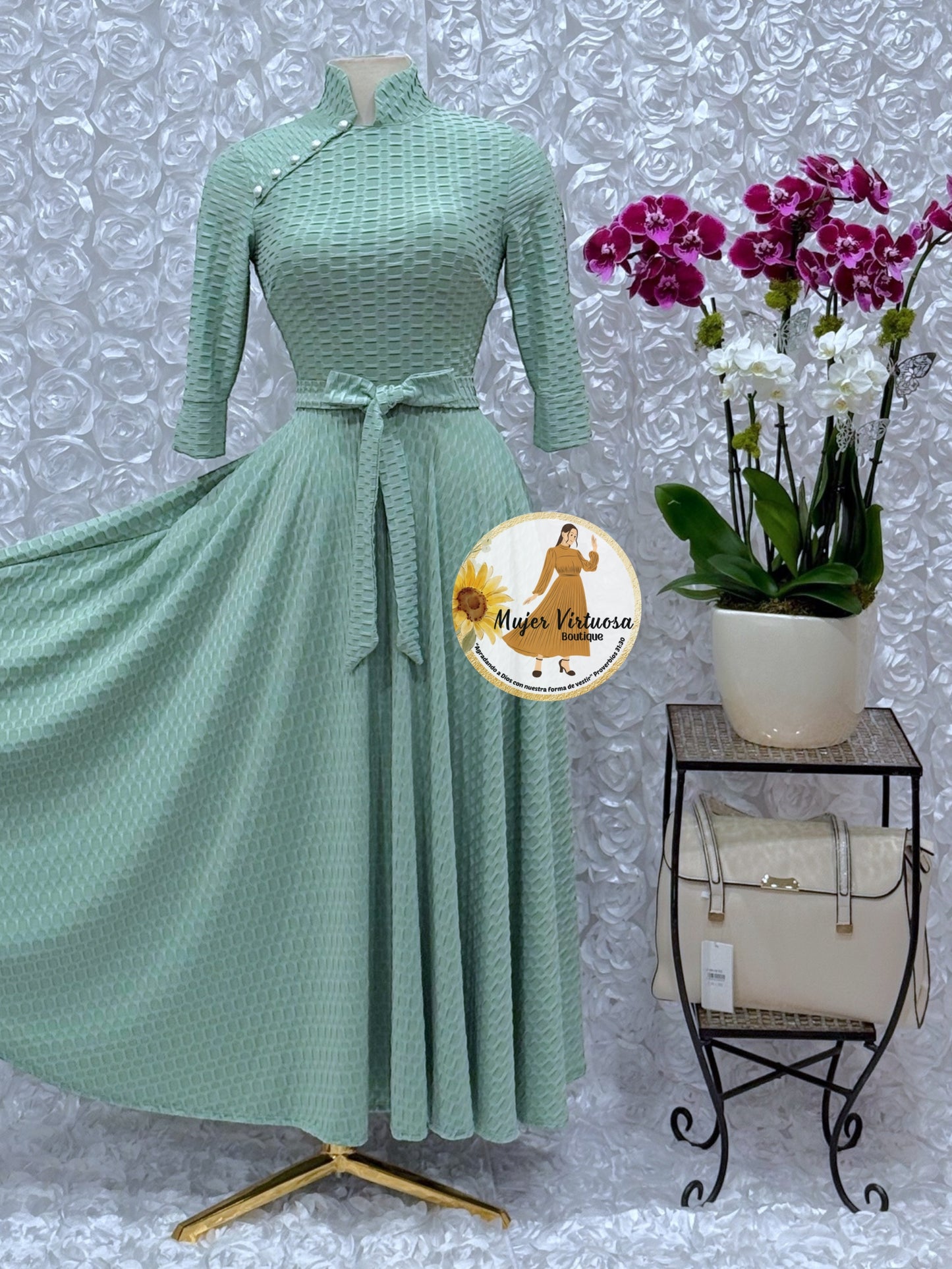 Sage Chinese Style Dress