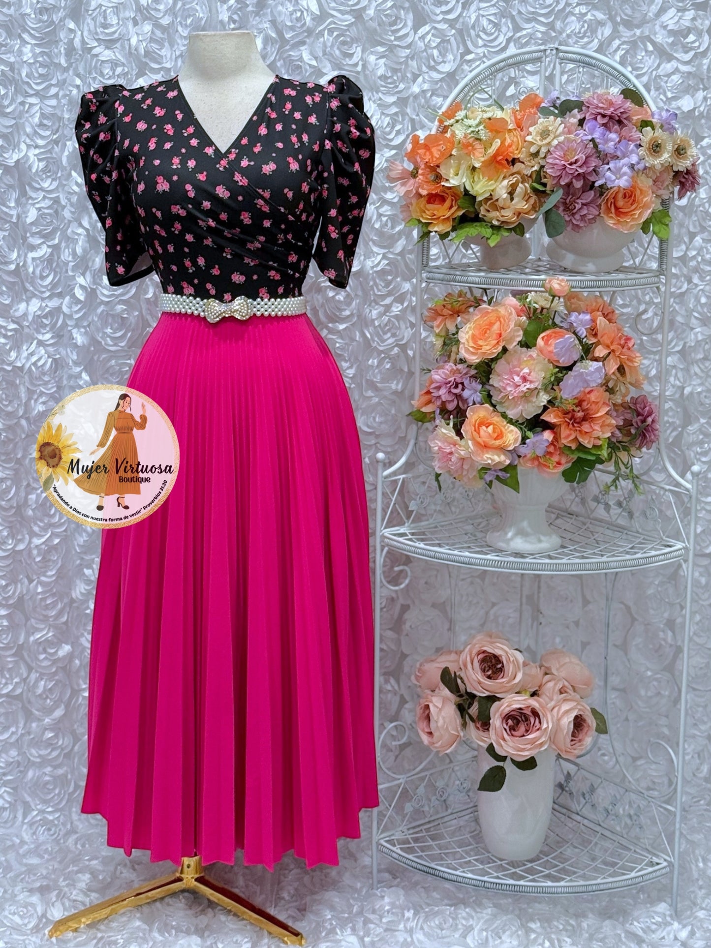 Jessica Black/Fucsia Floral Dress