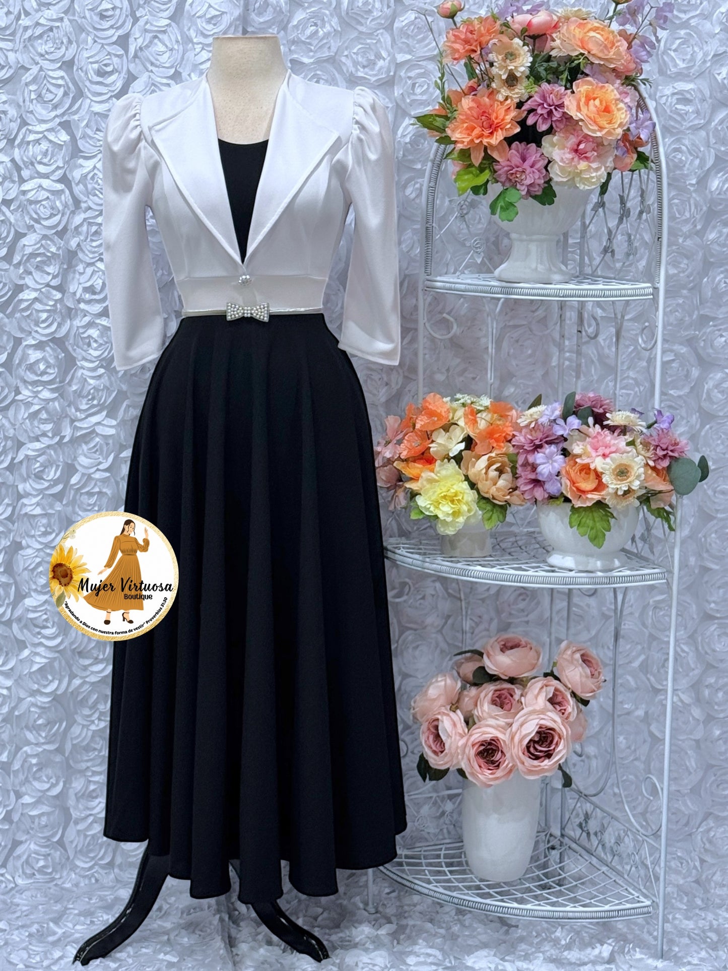 Astrid White & Black Blazer Dress