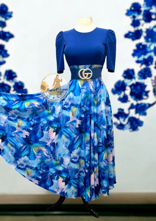 Royal Blue Floral Dress