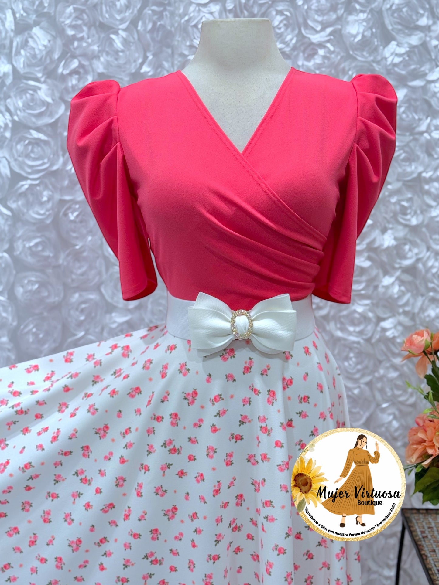 Susan Coral/White Floral Dress