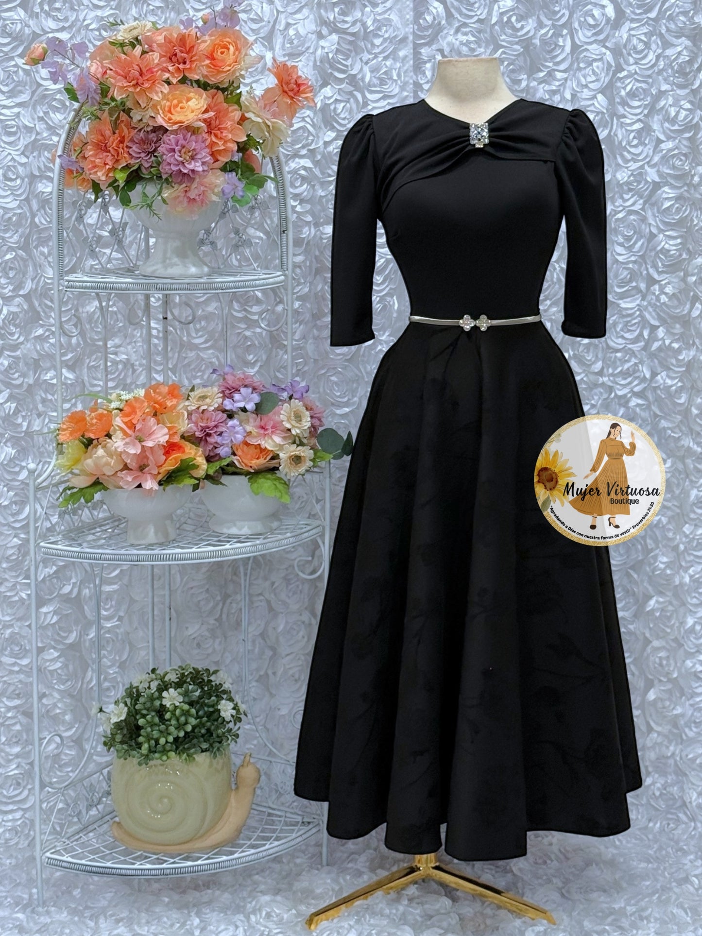 Rosalie Black Floral Dress