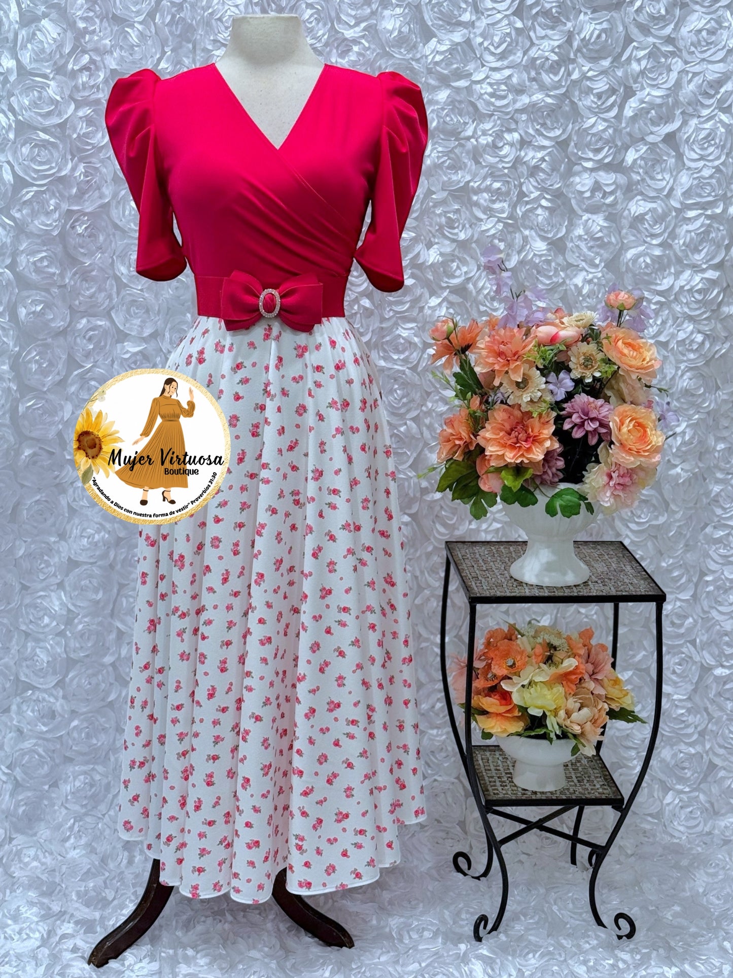 Susan Fucsia/White Floral Dress