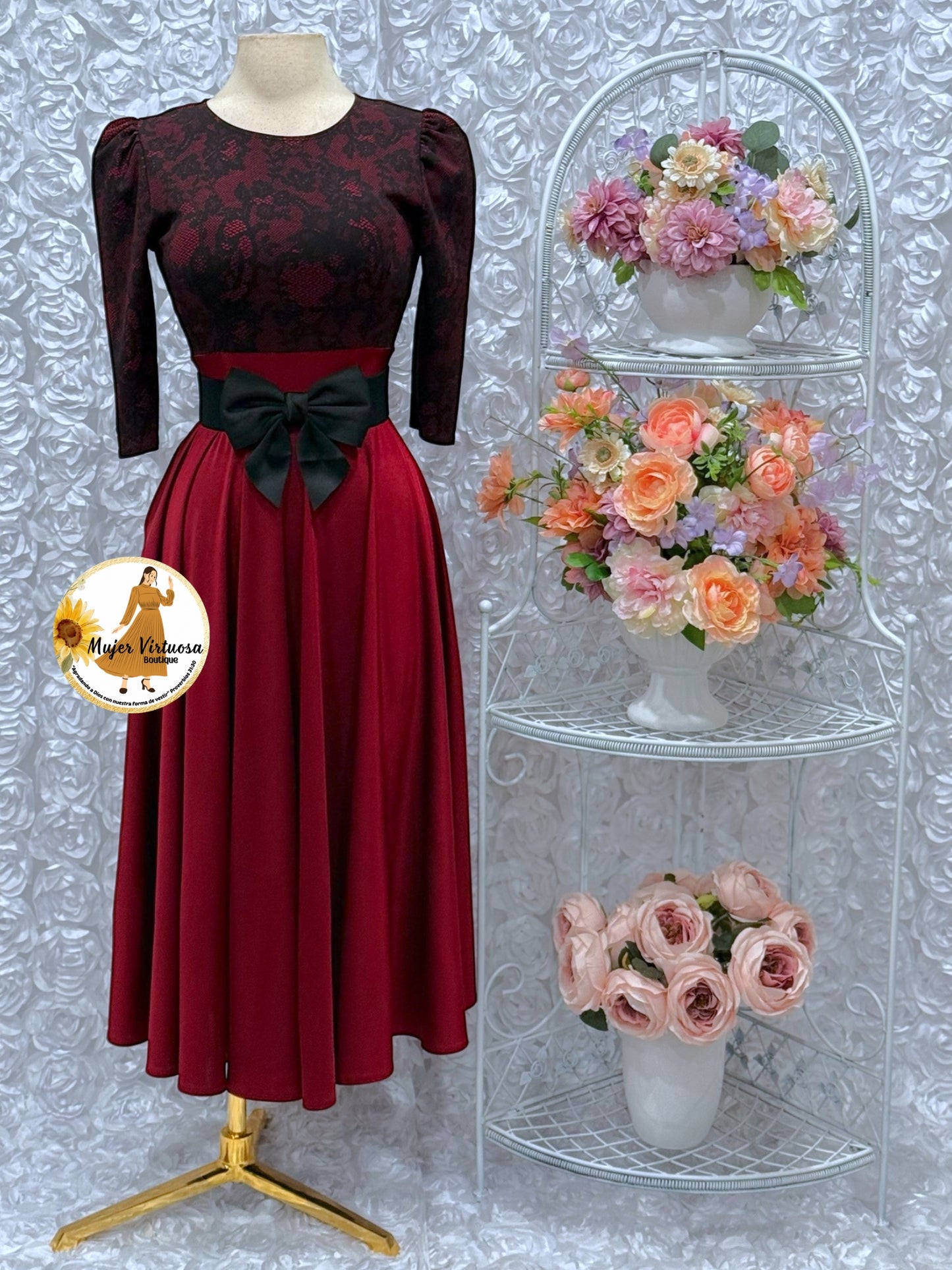 Burgundy & Black Dress