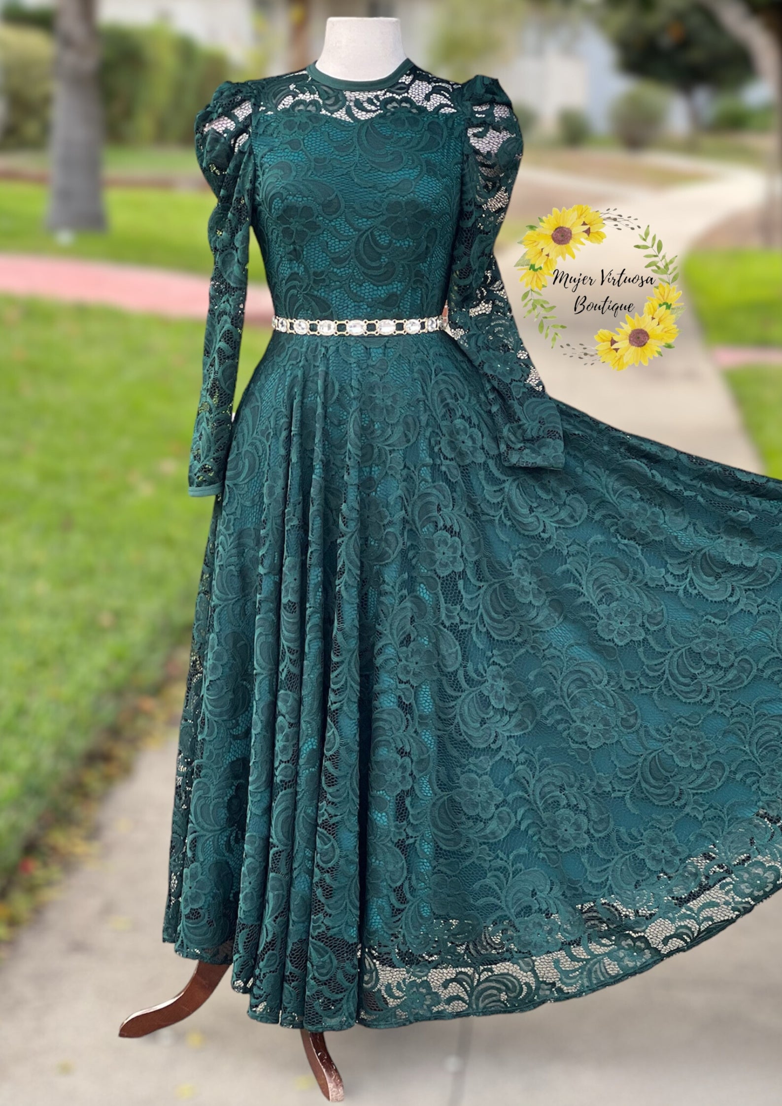 Ophelia Hunter Green Lace Dress Ophelia Hunter Green Lace Dress
